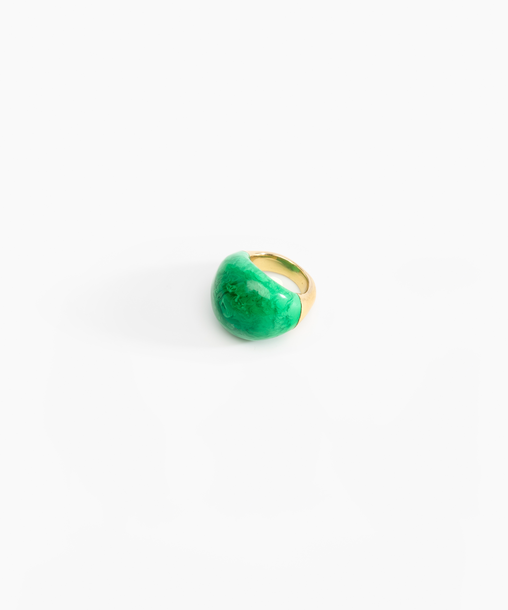 Dinosaur Designs Large Horn Ring in Leaf Colour resin with Nano-Coated Brass Material