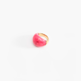 Dinosaur Designs Large Horn Ring in Flamingo Colour resin with Nano-Coated Brass Material