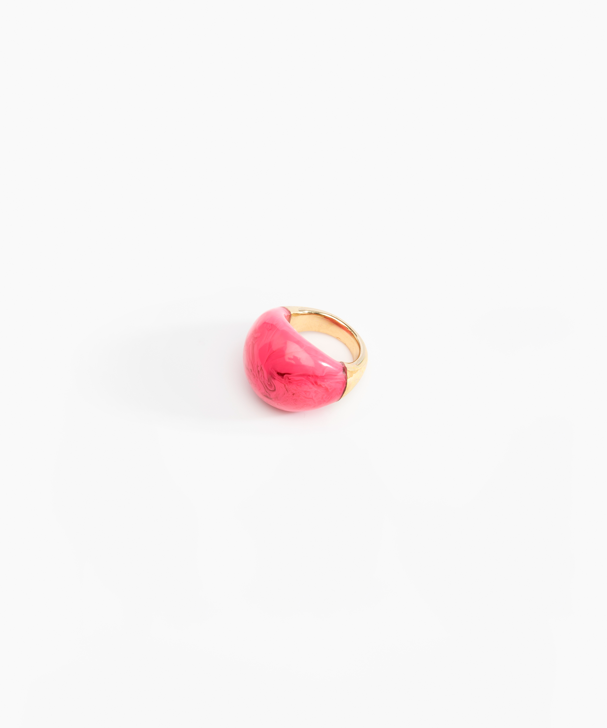Dinosaur Designs Large Horn Ring in Flamingo Colour resin with Nano-Coated Brass Material