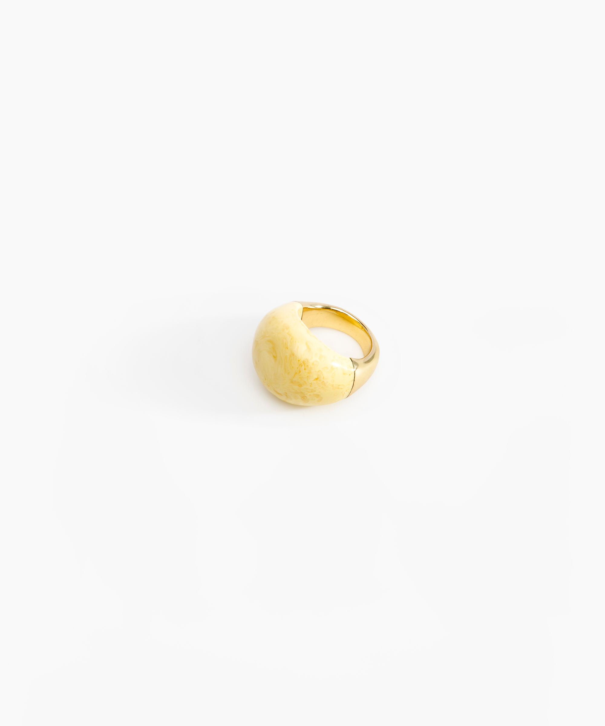 Dinosaur Designs Large Horn Ring in Lemon Colour resin with Nano-Coated Brass Material