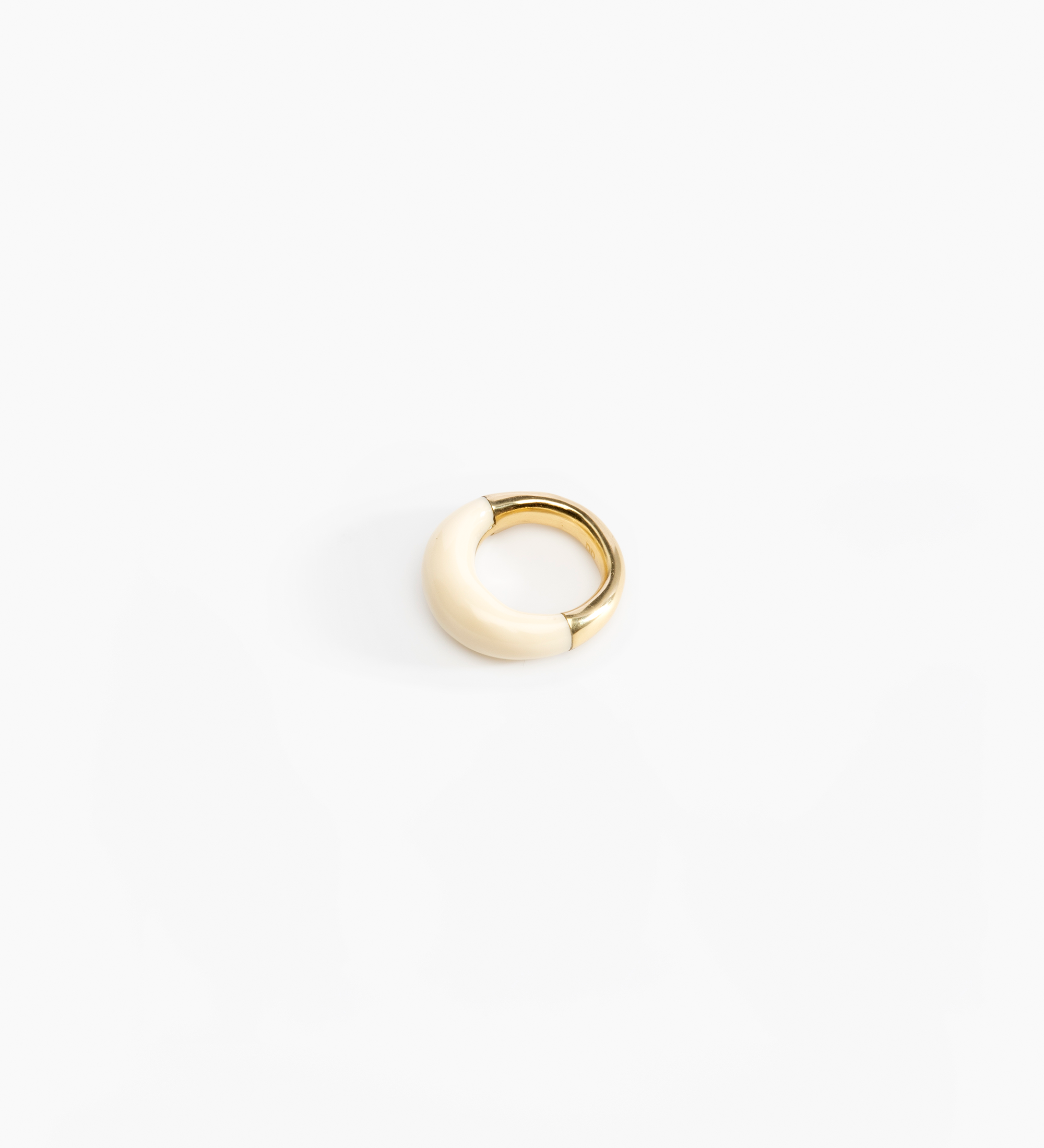 Dinosaur Designs Medium Horn Ring Rings in Cream Colour resin with Nano-Coated Brass Material