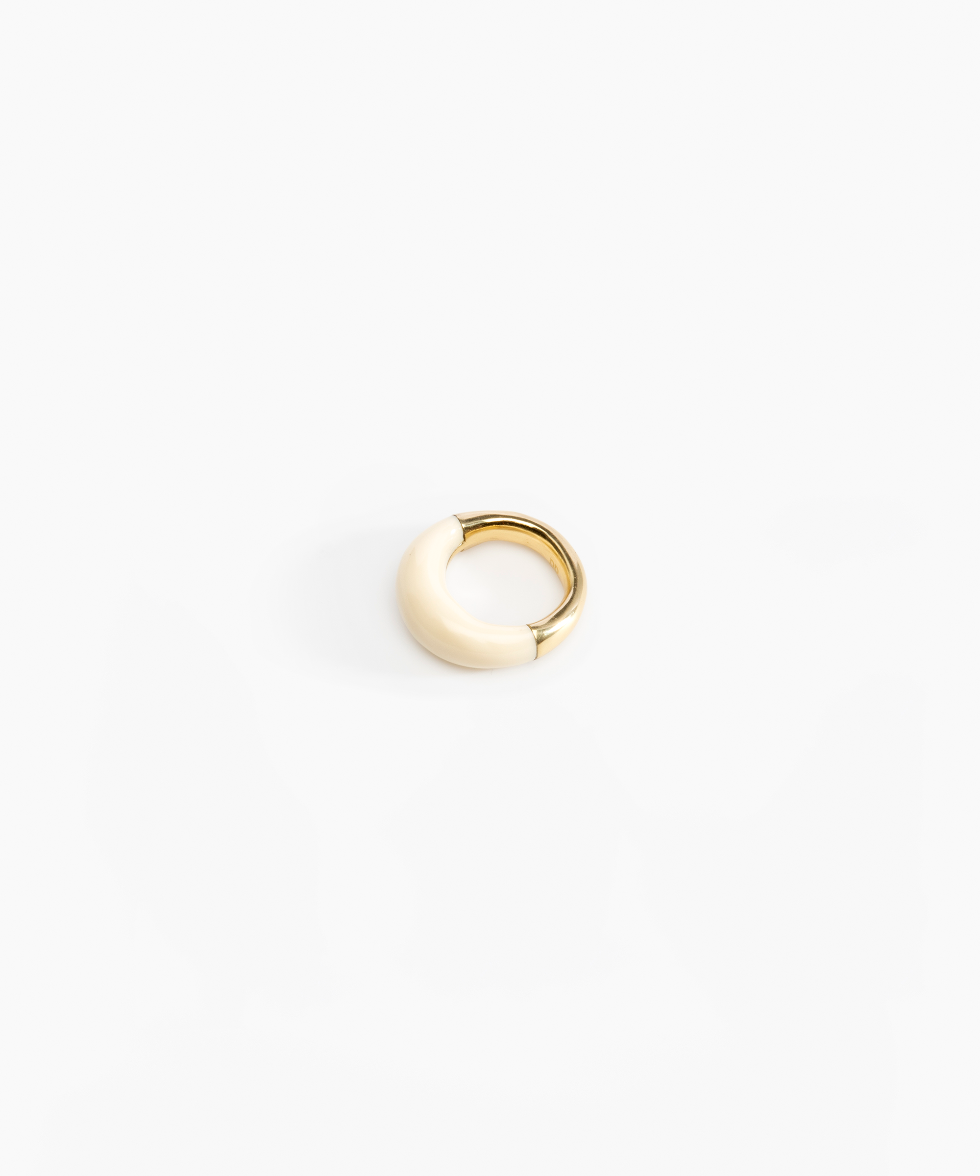 Dinosaur Designs Medium Horn Ring in Cream Colour resin with Nano-Coated Brass Material