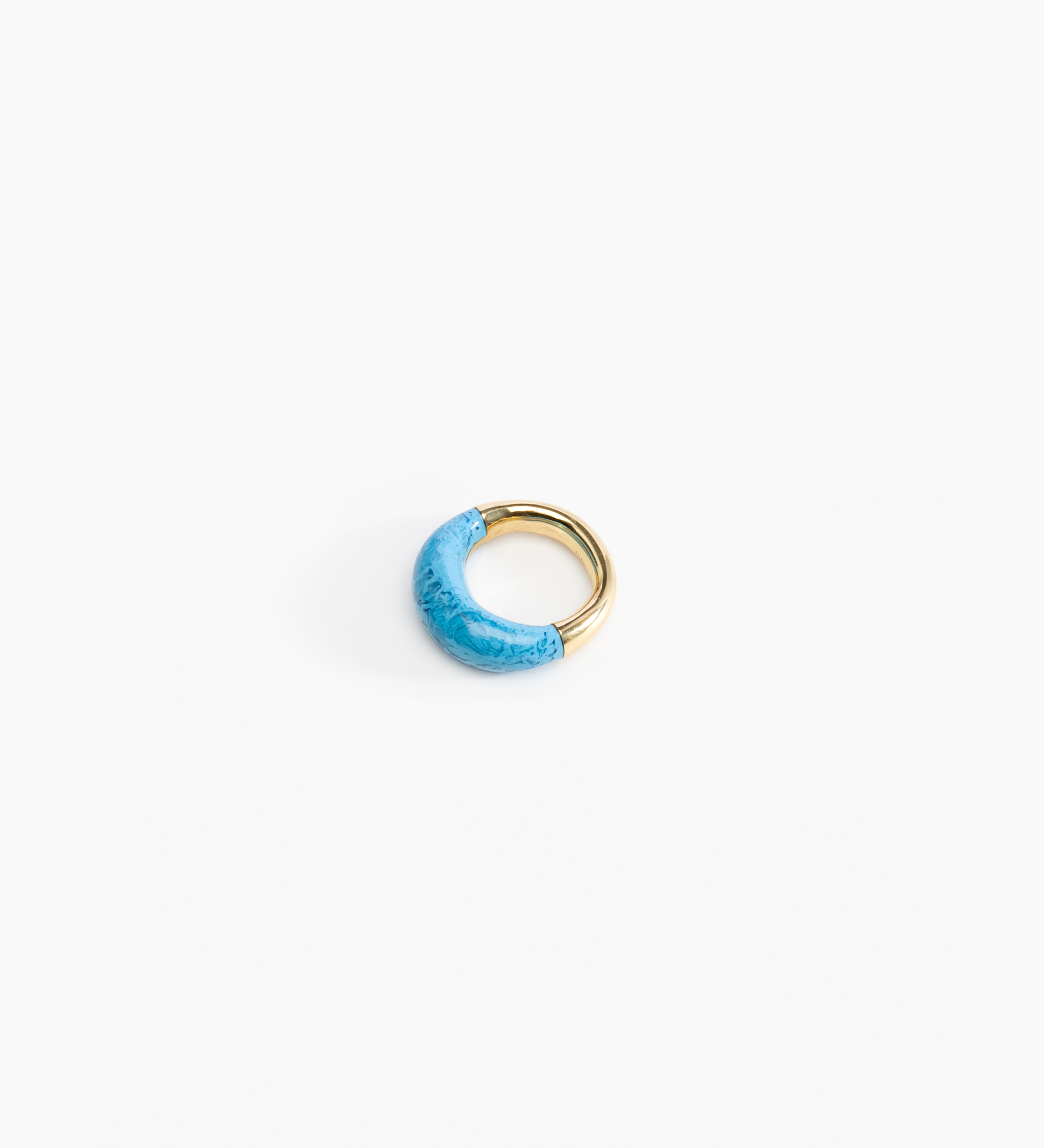 Dinosaur Designs Medium Horn Ring Rings in Sky Colour resin with Nano-Coated Brass Material