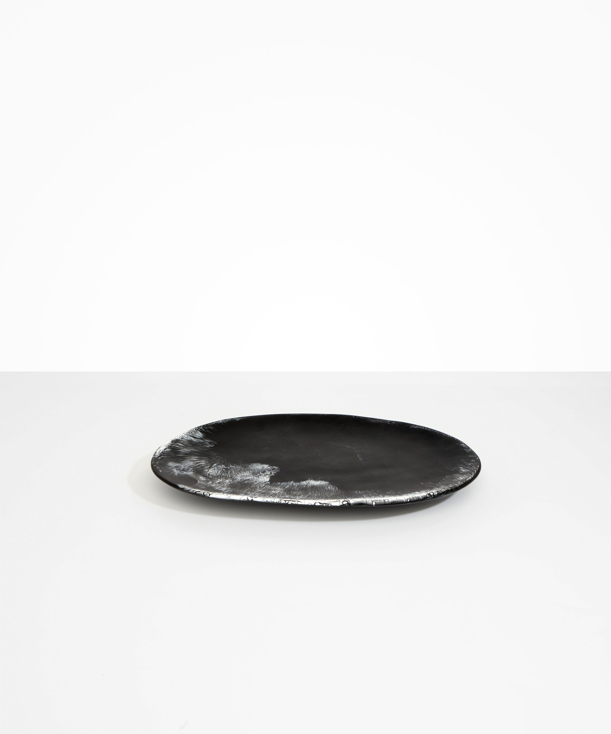 Dinosaur Designs Large Temple Platter in Black Marble Colour resin.