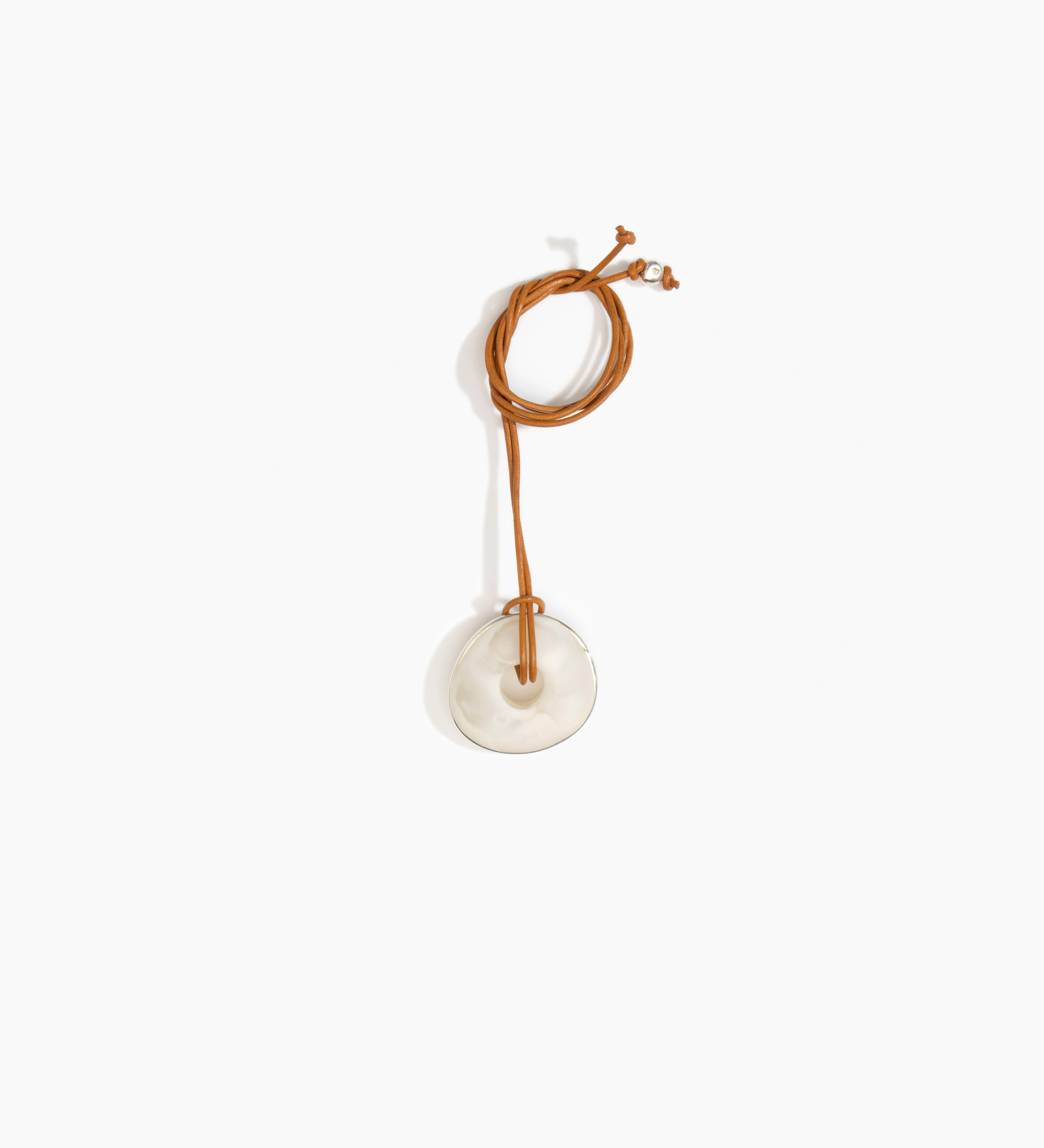 Dinosaur Designs Drift Pendant Necklaces in Chalk Swirl Colour resin with Silver-Plated Brass Material