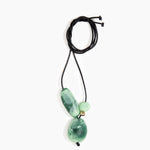 Dinosaur Designs Rock Cluster Pendant in Moss Colour resin with Nano-Coated Brass Bead Material