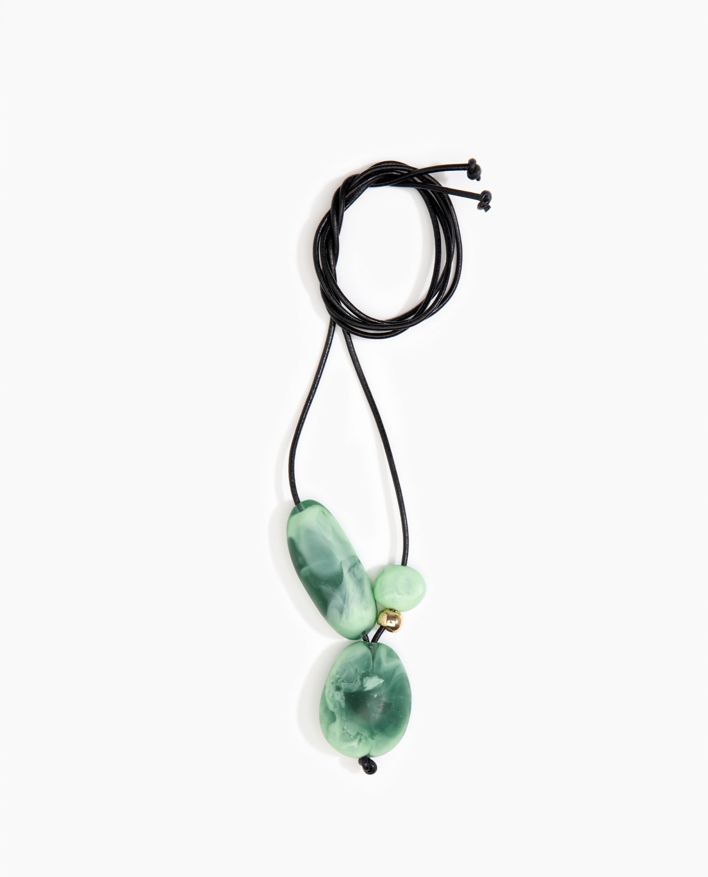 Dinosaur Designs Rock Cluster Pendant in Moss Colour resin with Nano-Coated Brass Bead Material.
