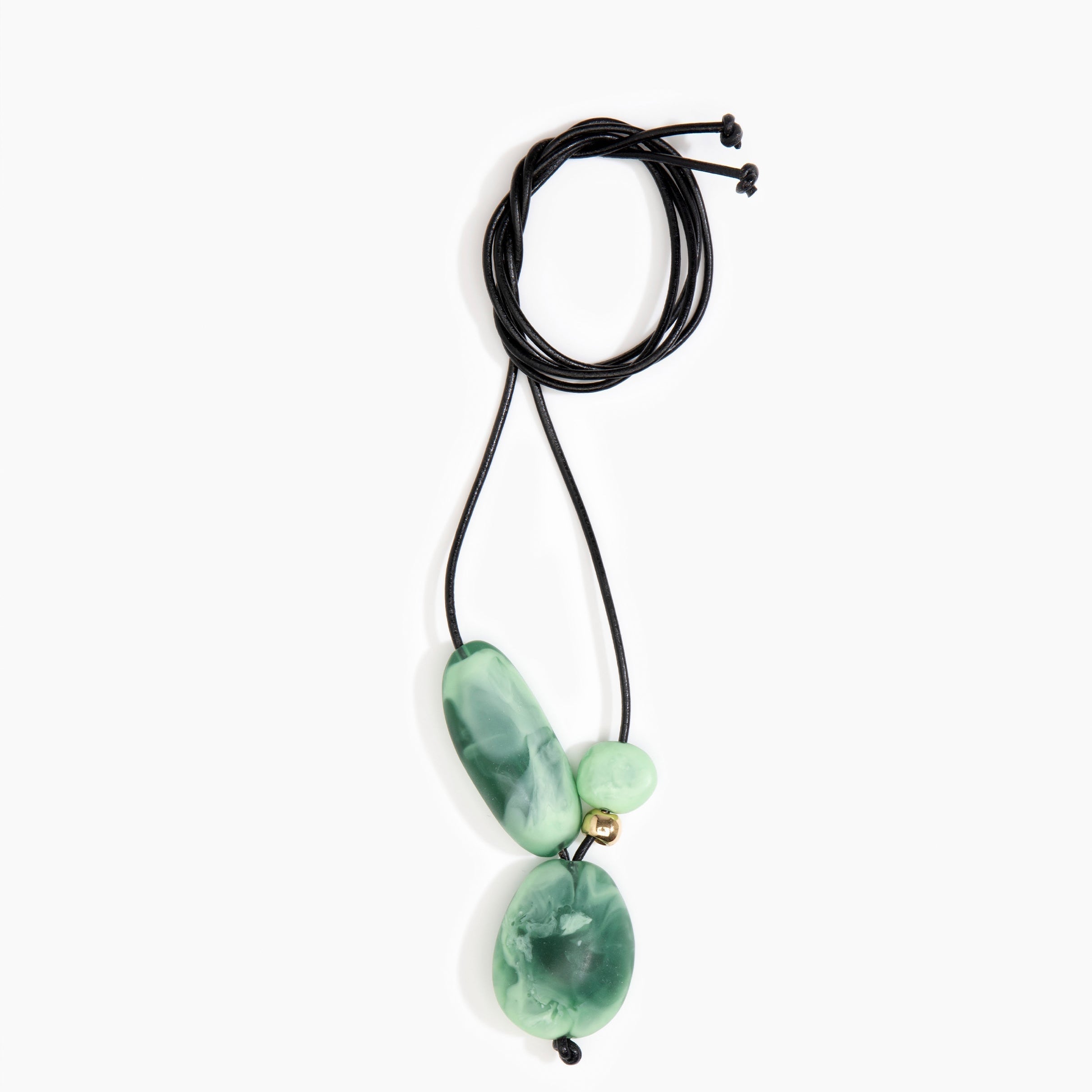 Dinosaur Designs Rock Cluster Pendant in Moss Colour resin with Nano-Coated Brass Bead Material.