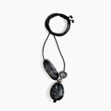 Dinosaur Designs Rock Cluster Pendant in Black Marble Colour resin with Nano-Coated Brass Bead Material
