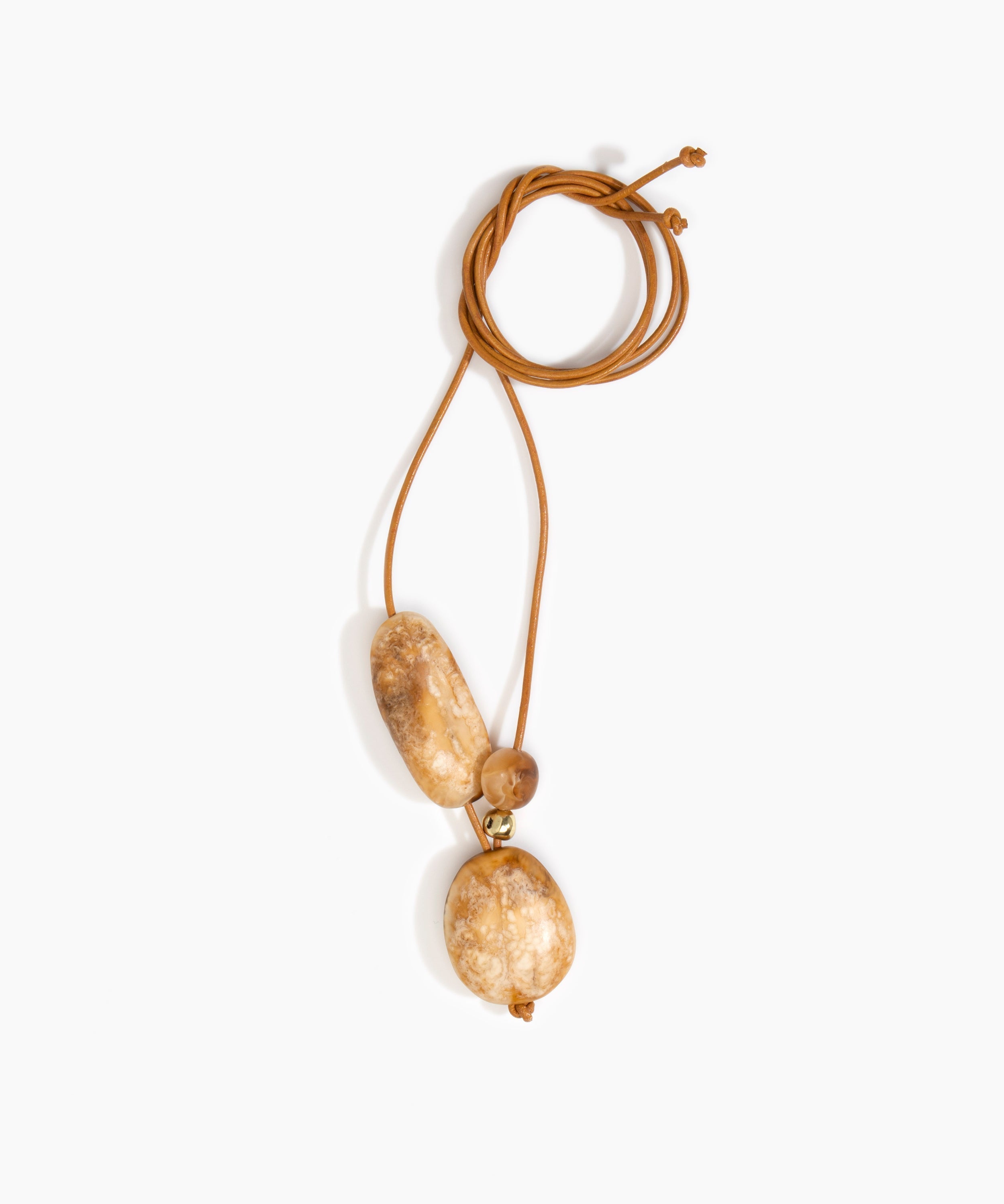 Dinosaur Designs Rock Cluster Pendant Necklaces in Light Horn Colour resin with Nano-Coated Brass Bead Material