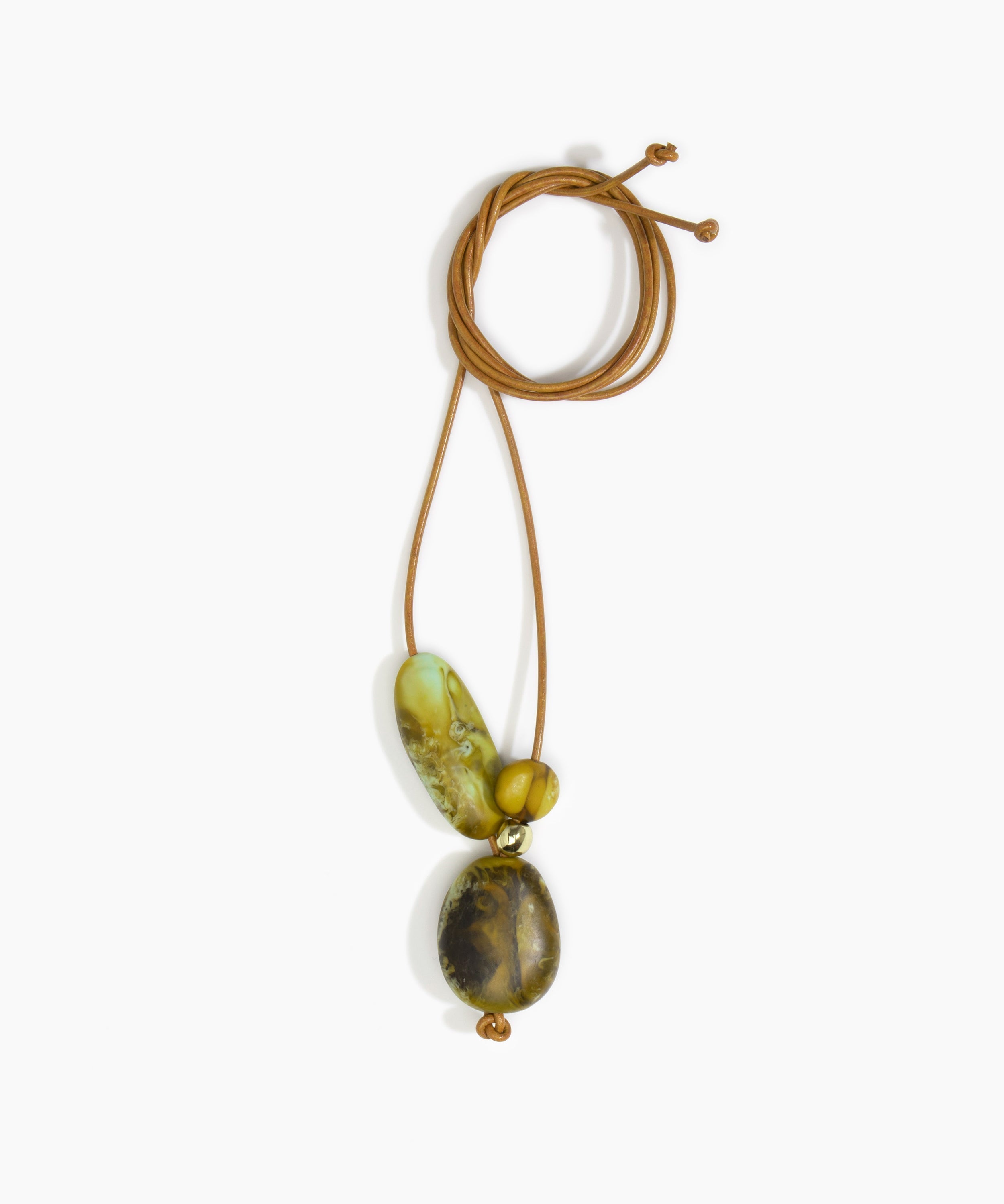 Dinosaur Designs Rock Cluster Pendant in Malachite Colour resin with Nano-Coated Brass Bead Material.