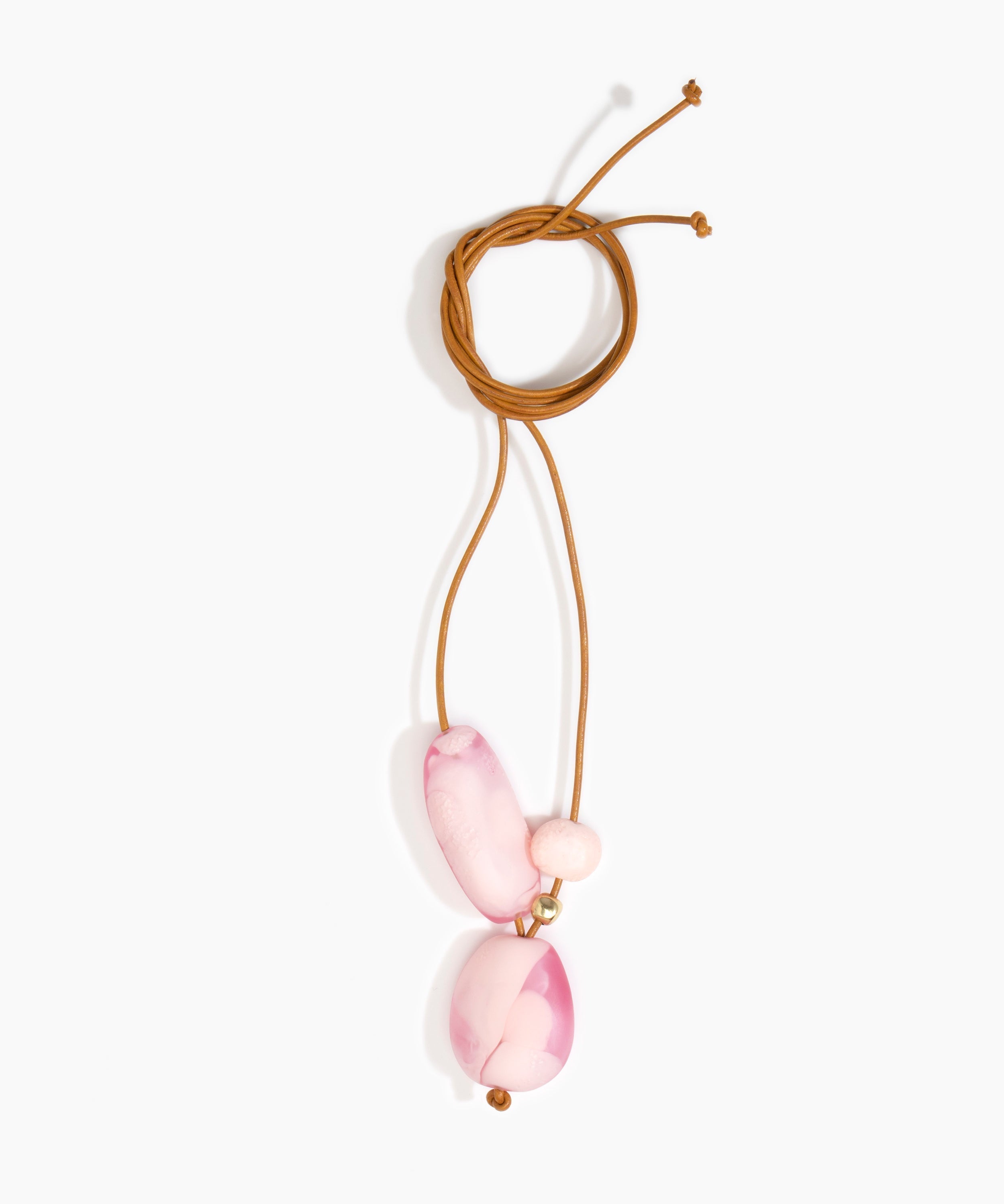 Dinosaur Designs Rock Cluster Pendant in Shell Pink Colour resin with Nano-Coated Brass Bead Material.
