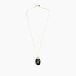 Dinosaur Designs Medium River Rock Pendant Necklaces in Black Marble Colour resin with Gold-Filled Material