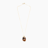 Dinosaur Designs Medium River Rock Pendant Necklaces in Light Horn Colour resin with Gold-Filled Material