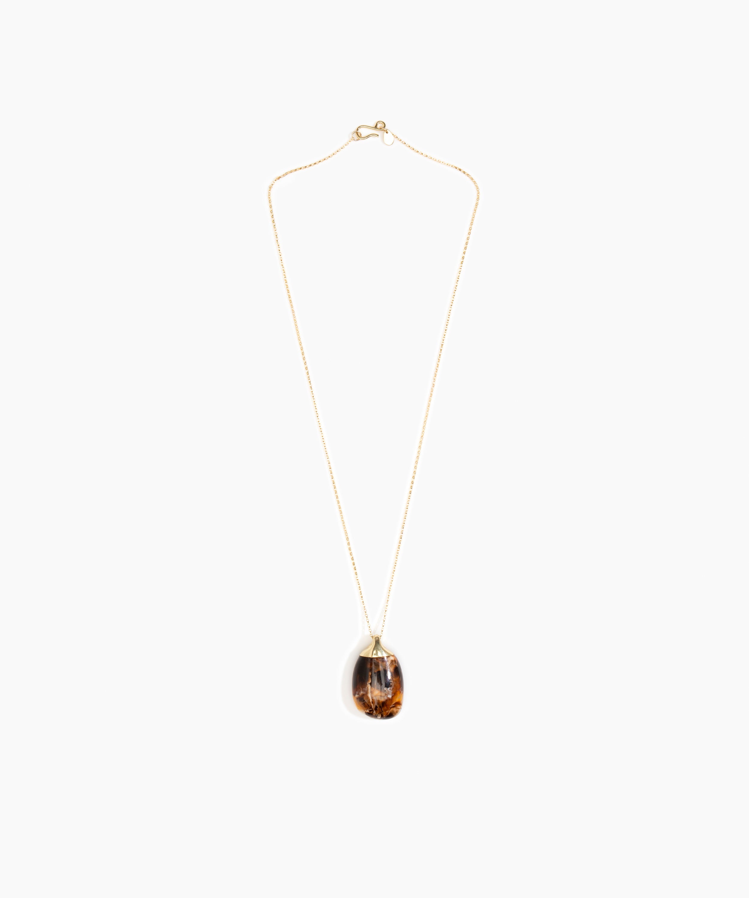 Dinosaur Designs Medium River Rock Pendant Necklaces in Light Horn Colour resin with Gold-Filled Material