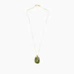 Dinosaur Designs Medium River Rock Pendant Necklaces in Olive Colour resin with Gold-Filled Material