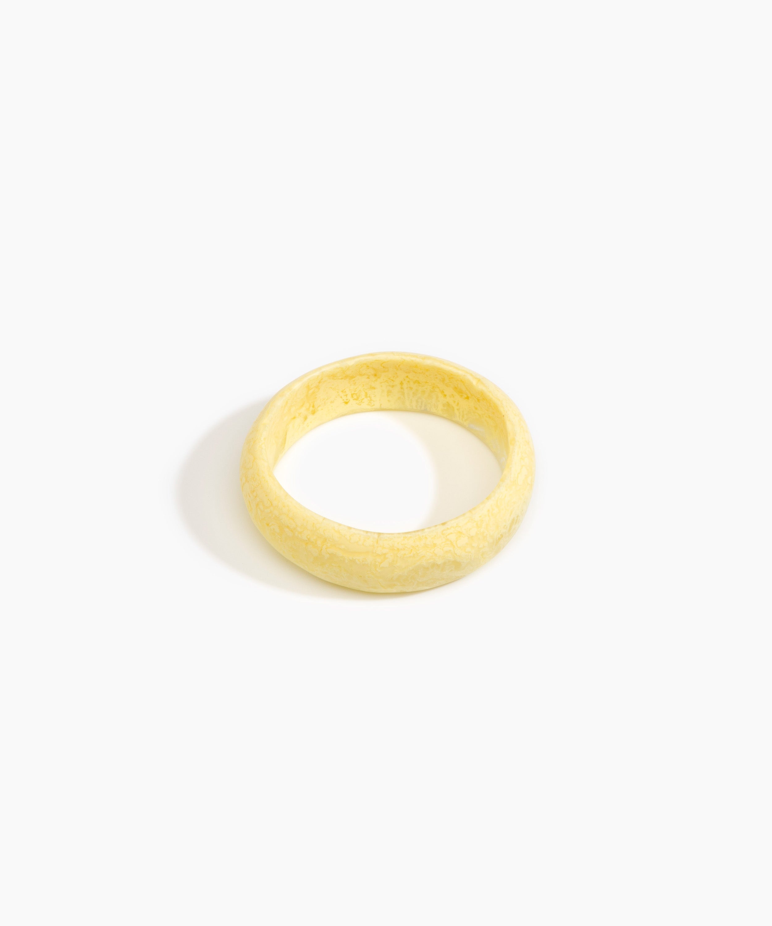 Dinosaur Designs Medium Organic Oval Bangle Bracelets in Lemon Colour resin with Wide Fit
