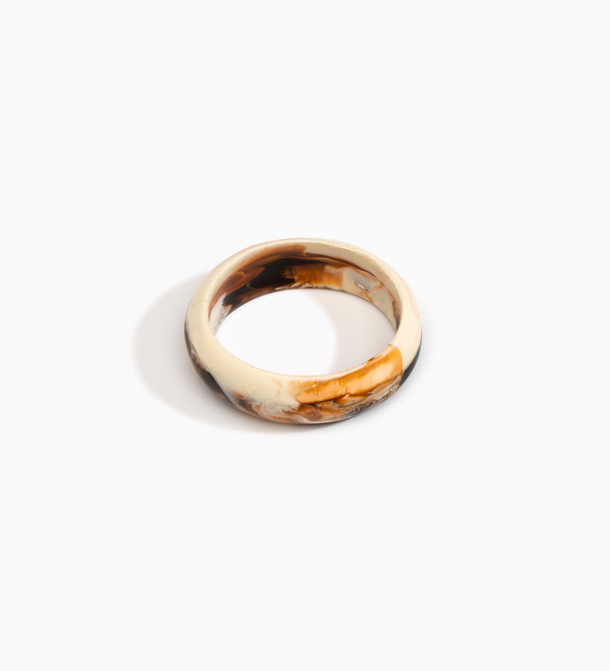 Dinosaur Designs Medium Organic Oval Bangle Bracelets in Light Horn Colour resin with Wide Fit