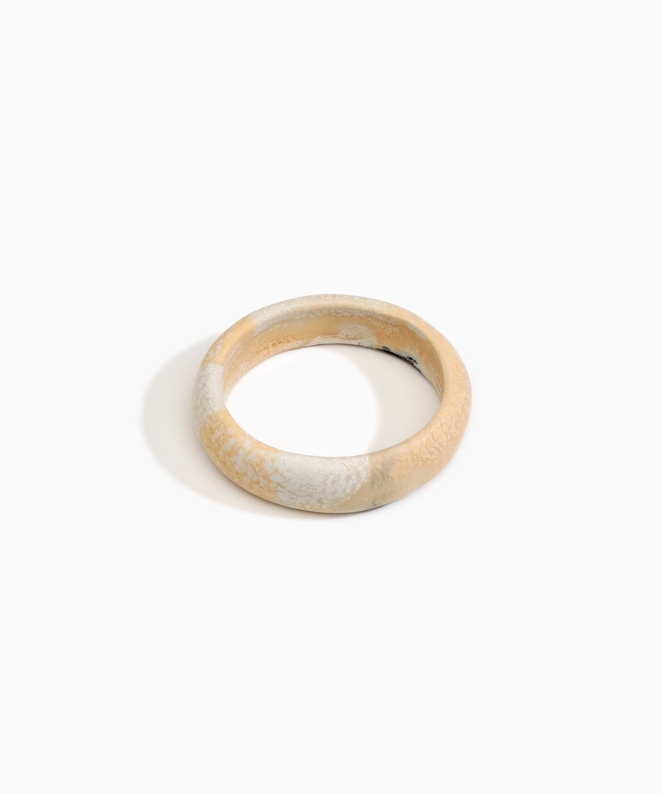 Dinosaur Designs Medium Organic Oval Bangle Bracelets in Sandy Pearl Colour resin with Wide Fit
