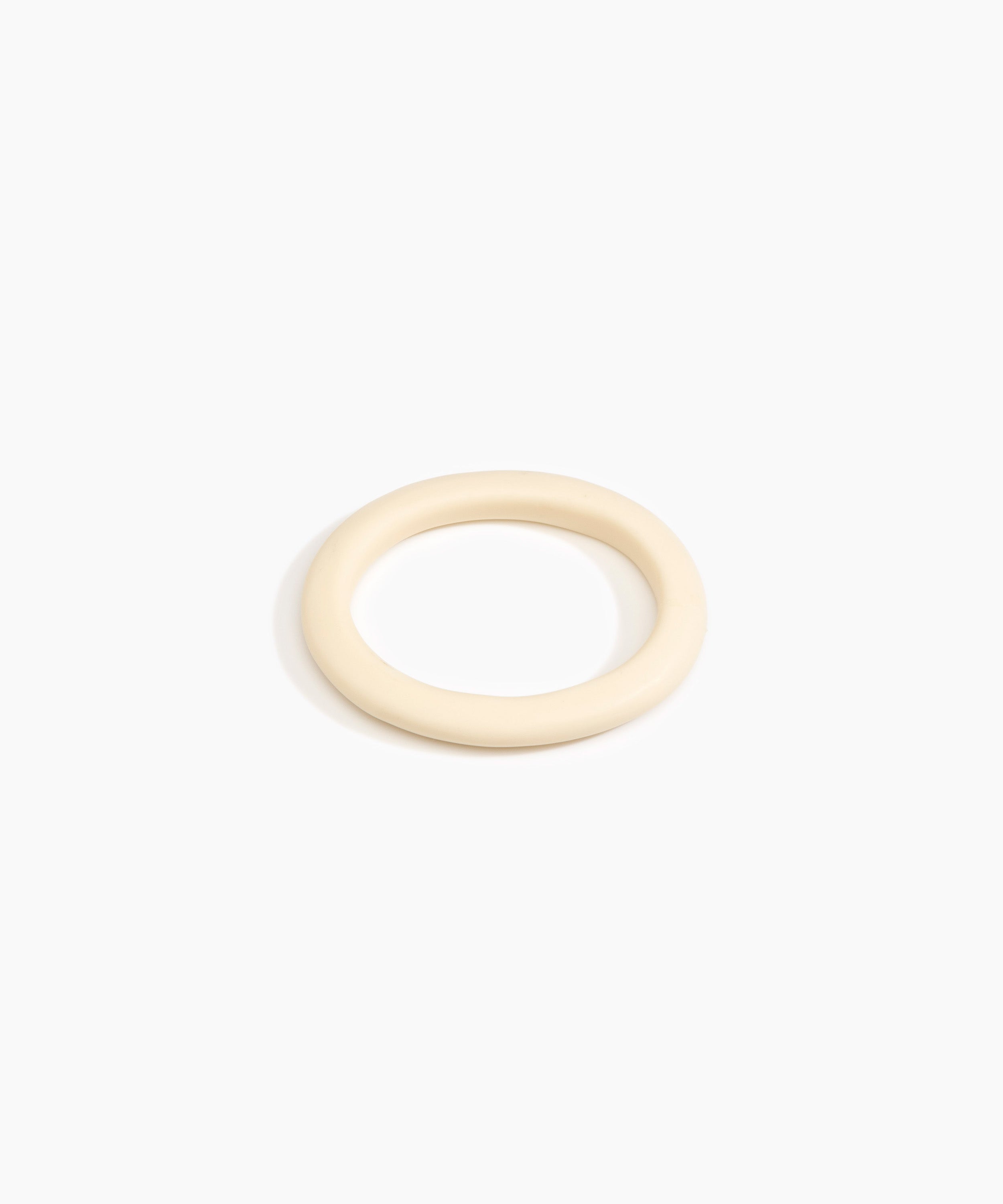 Dinosaur Designs Small Organic Oval Bangle in Cream Colour resin with Wide Fit