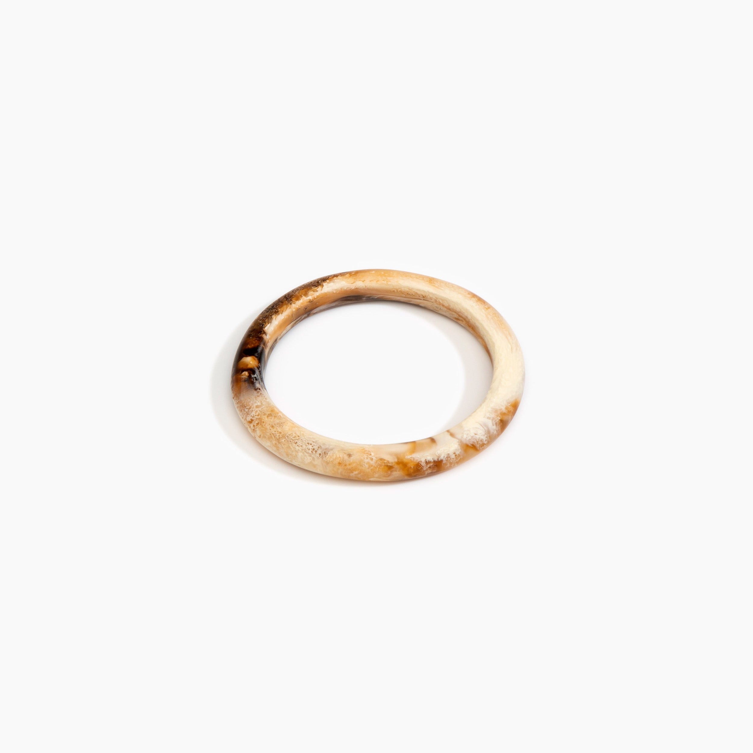Dinosaur Designs Small Organic Oval Bangle in Light Horn Colour resin with Wide Fit.