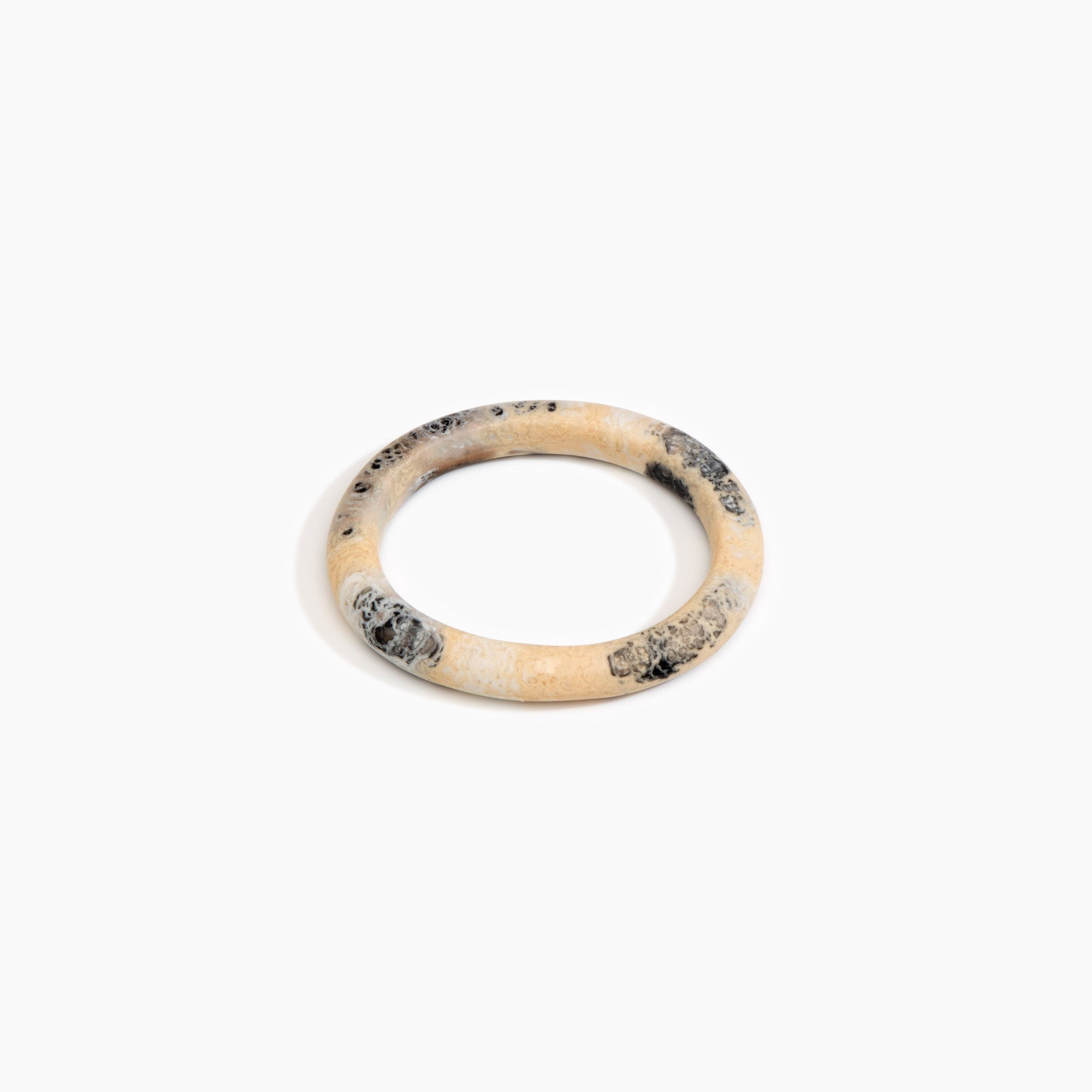 Dinosaur Designs Small Organic Oval Bangle in Sandy Pearl Colour resin with Wide Fit.