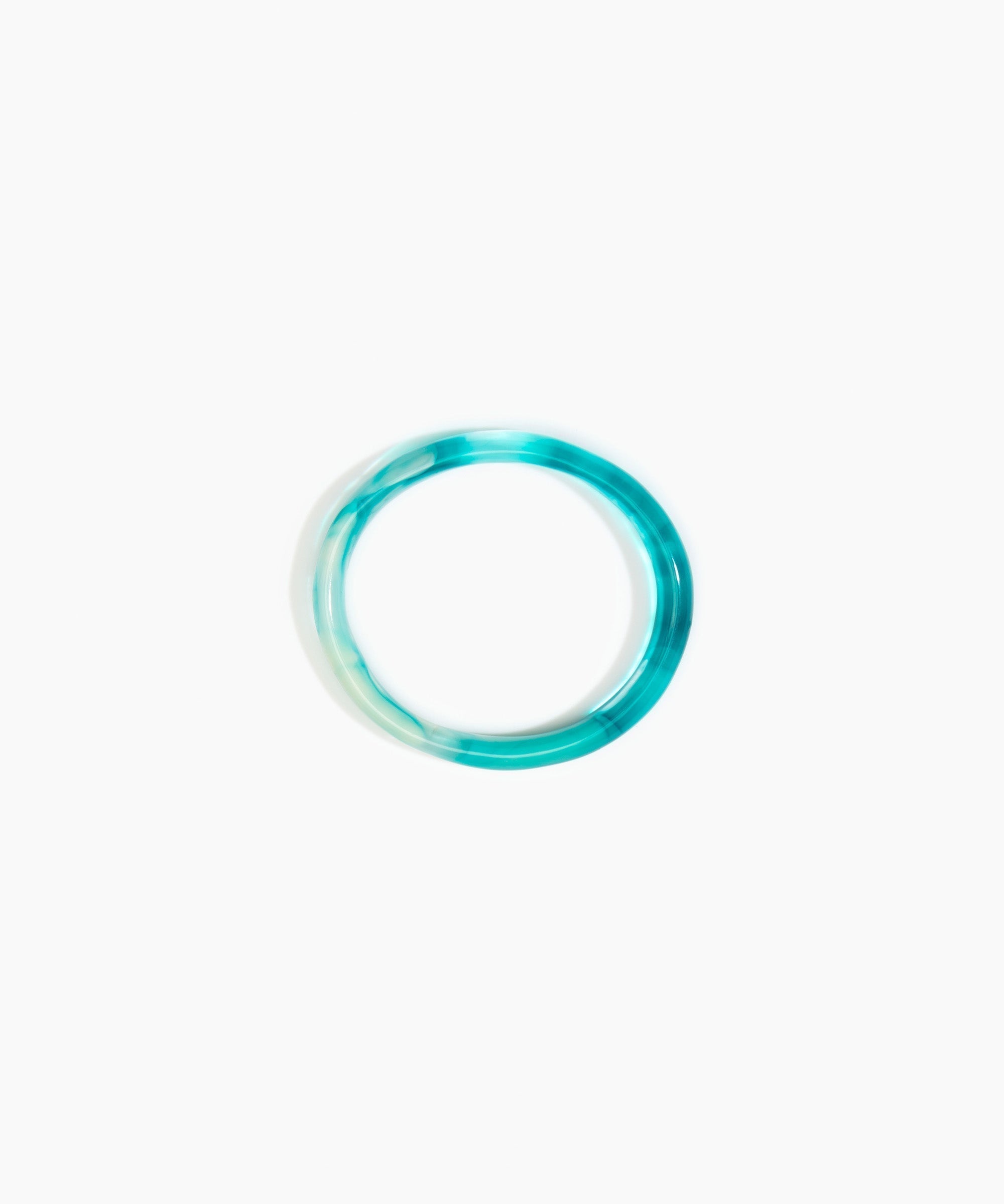 Dinosaur Designs Polished Classic Wishbone Bangle in Lagoon Colour resin with Regular Fit