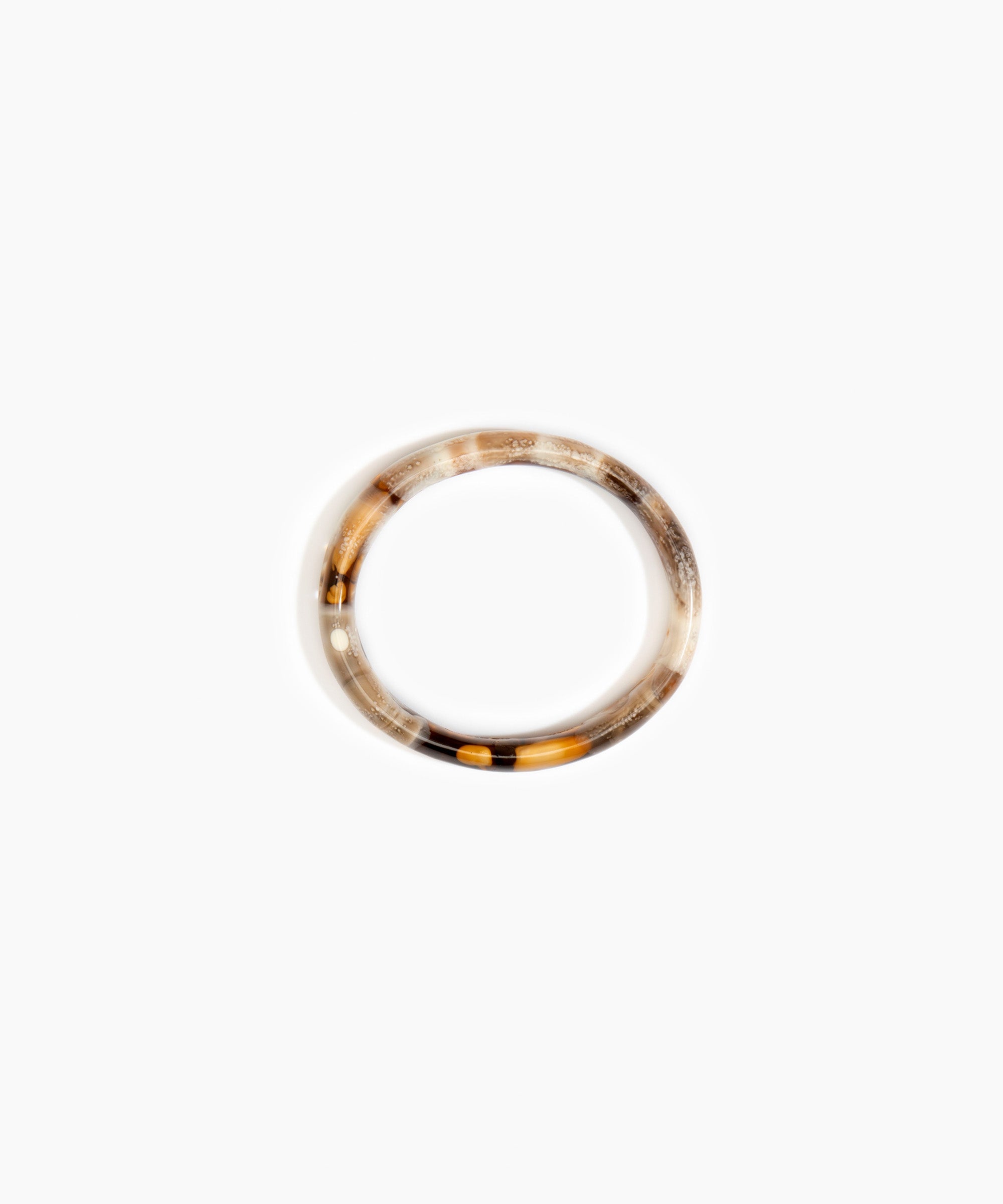 Dinosaur Designs Polished Classic Wishbone Bangle in Light Horn Colour resin with Narrow Fit.
