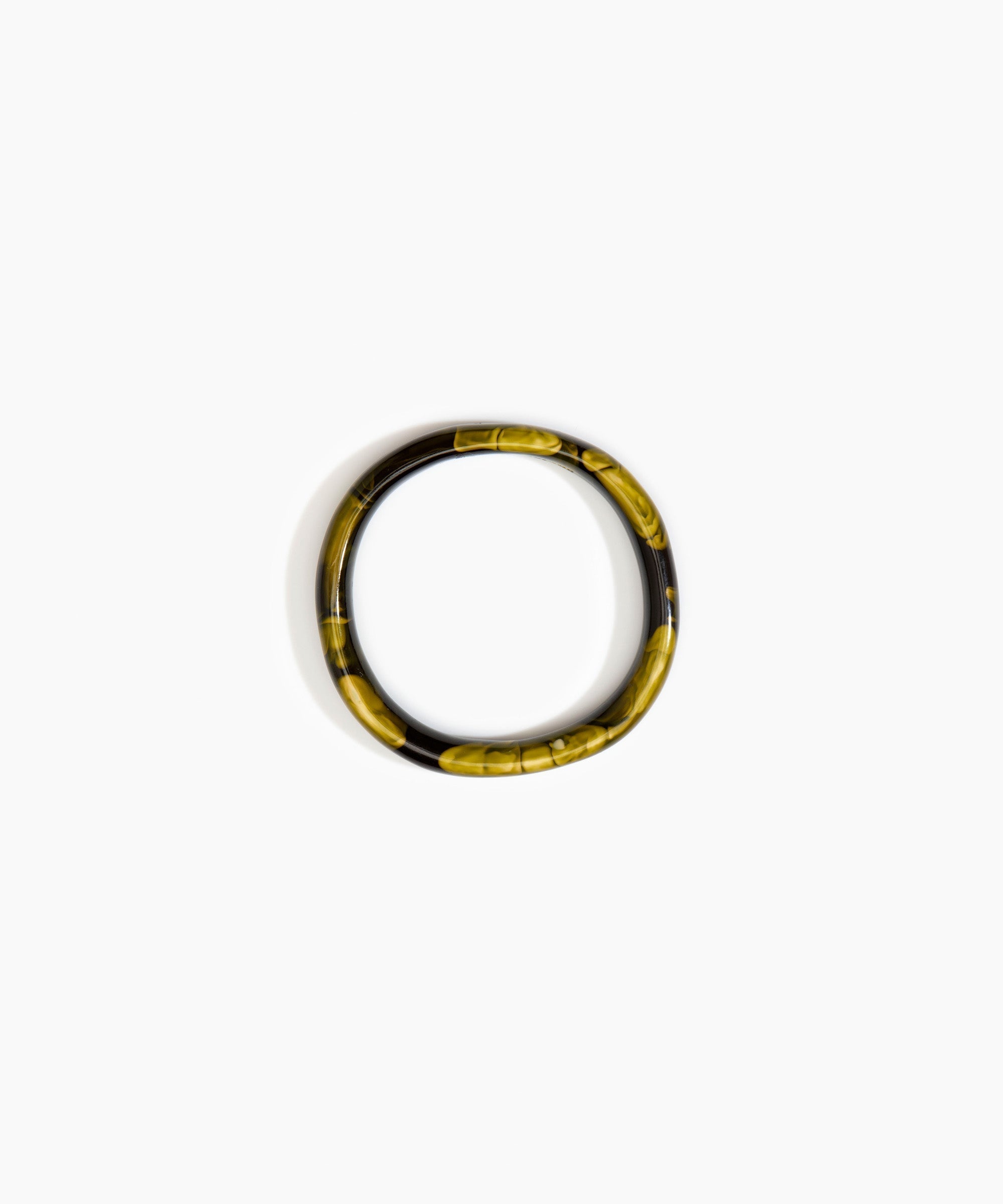 Dinosaur Designs Polished Classic Wishbone Bangle in Malachite Colour resin with Wide Fit.