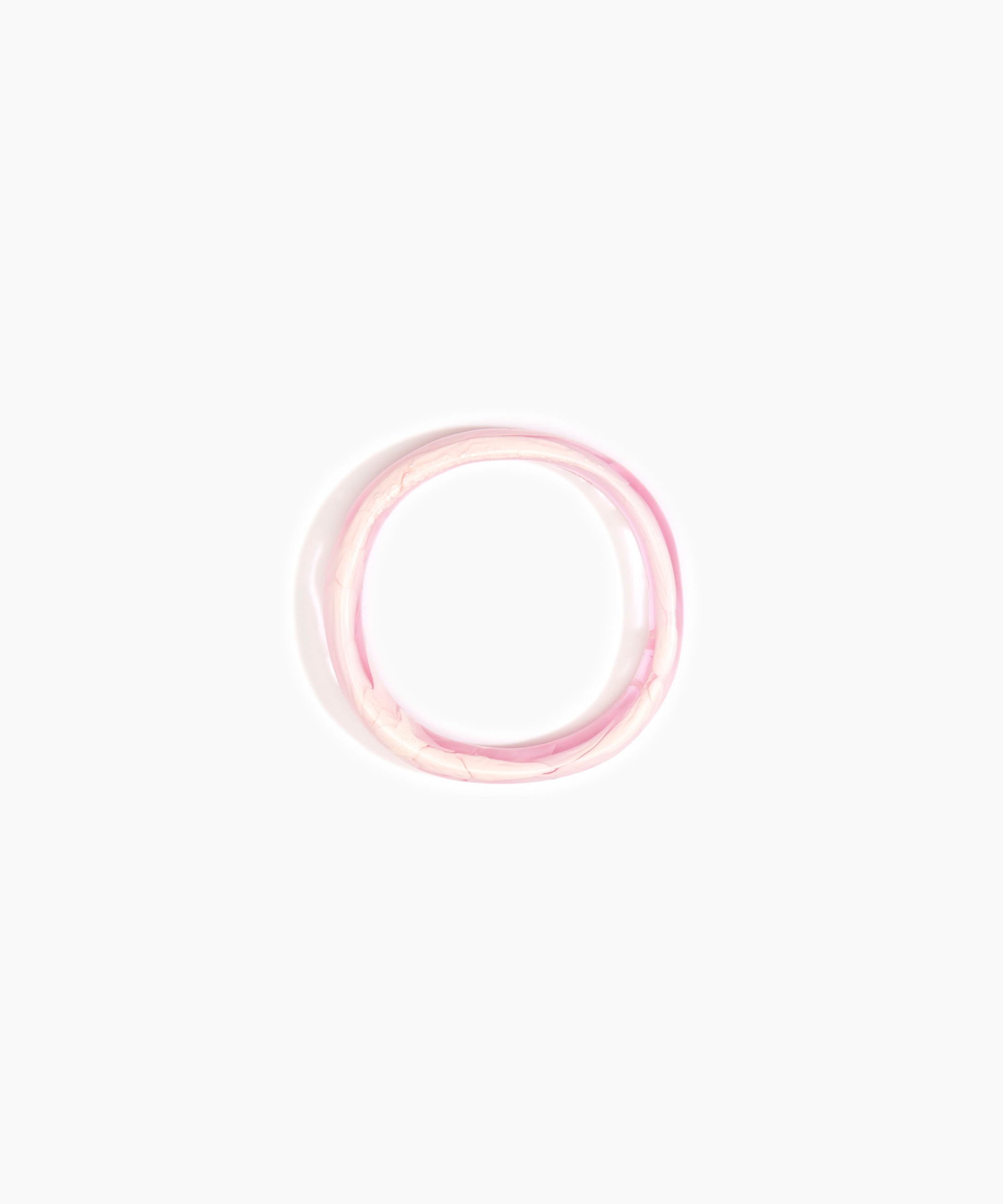 Dinosaur Designs Polished Classic Wishbone Bangle in Shell Pink Colour resin with Wide Fit