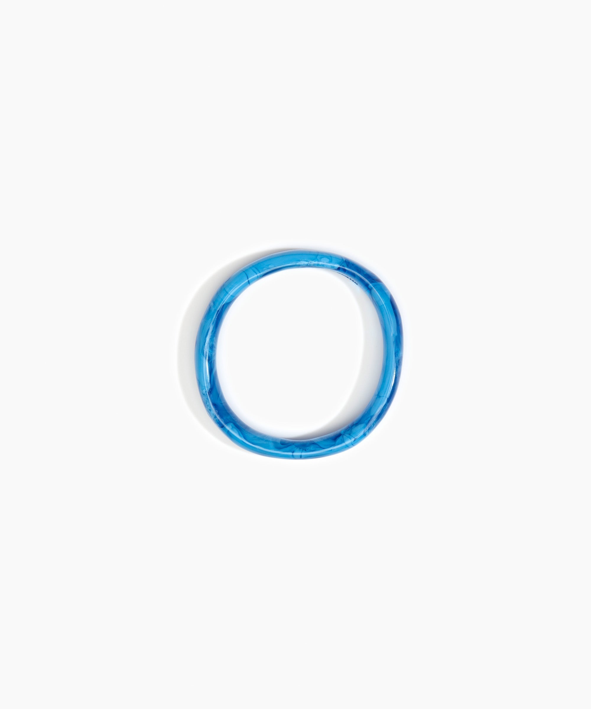 Dinosaur Designs Polished Classic Wishbone Bangle in Sky Colour resin with Wide Fit