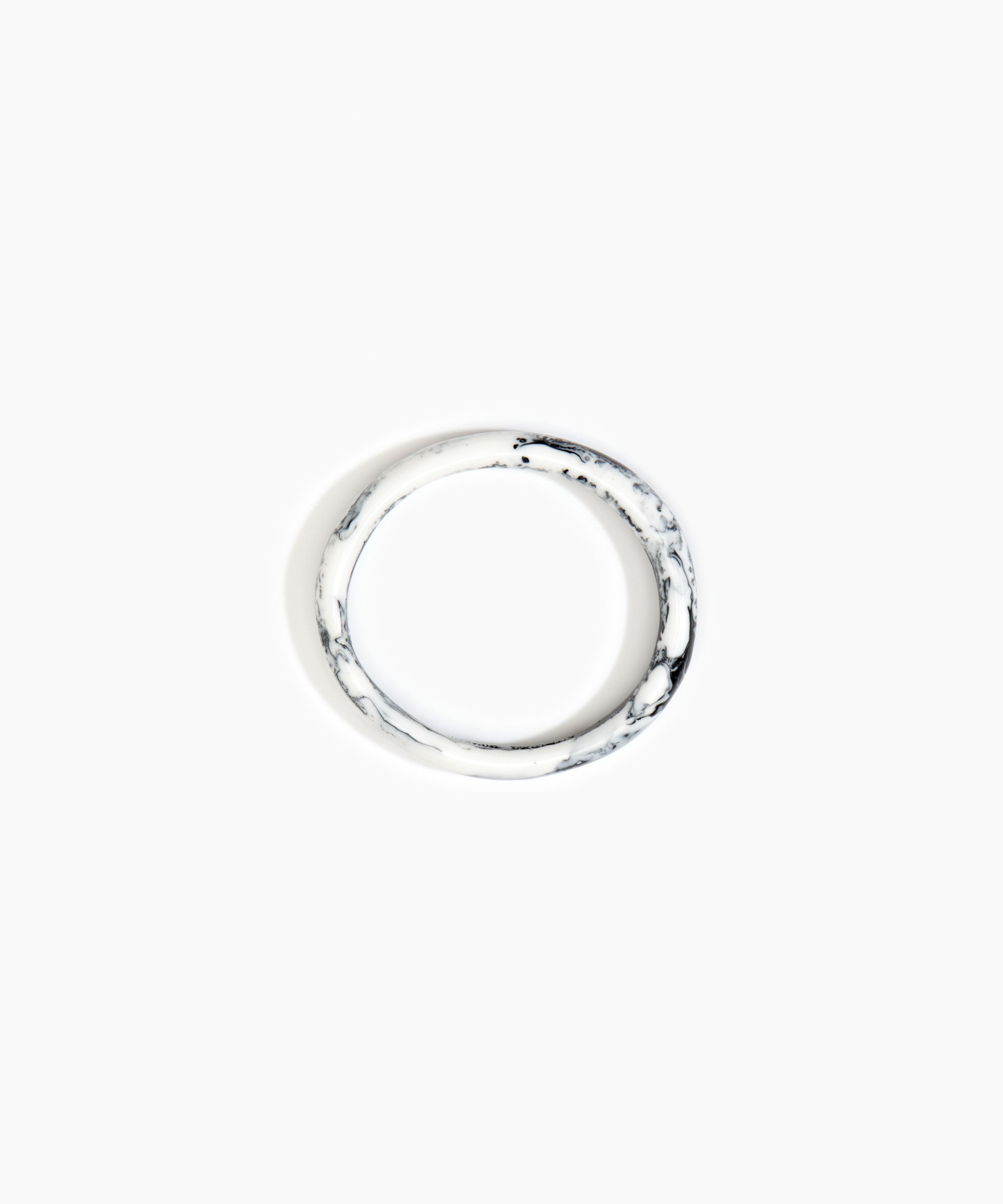 Dinosaur Designs Polished Classic Wishbone Bangle in White Marble Colour resin with Wide Fit