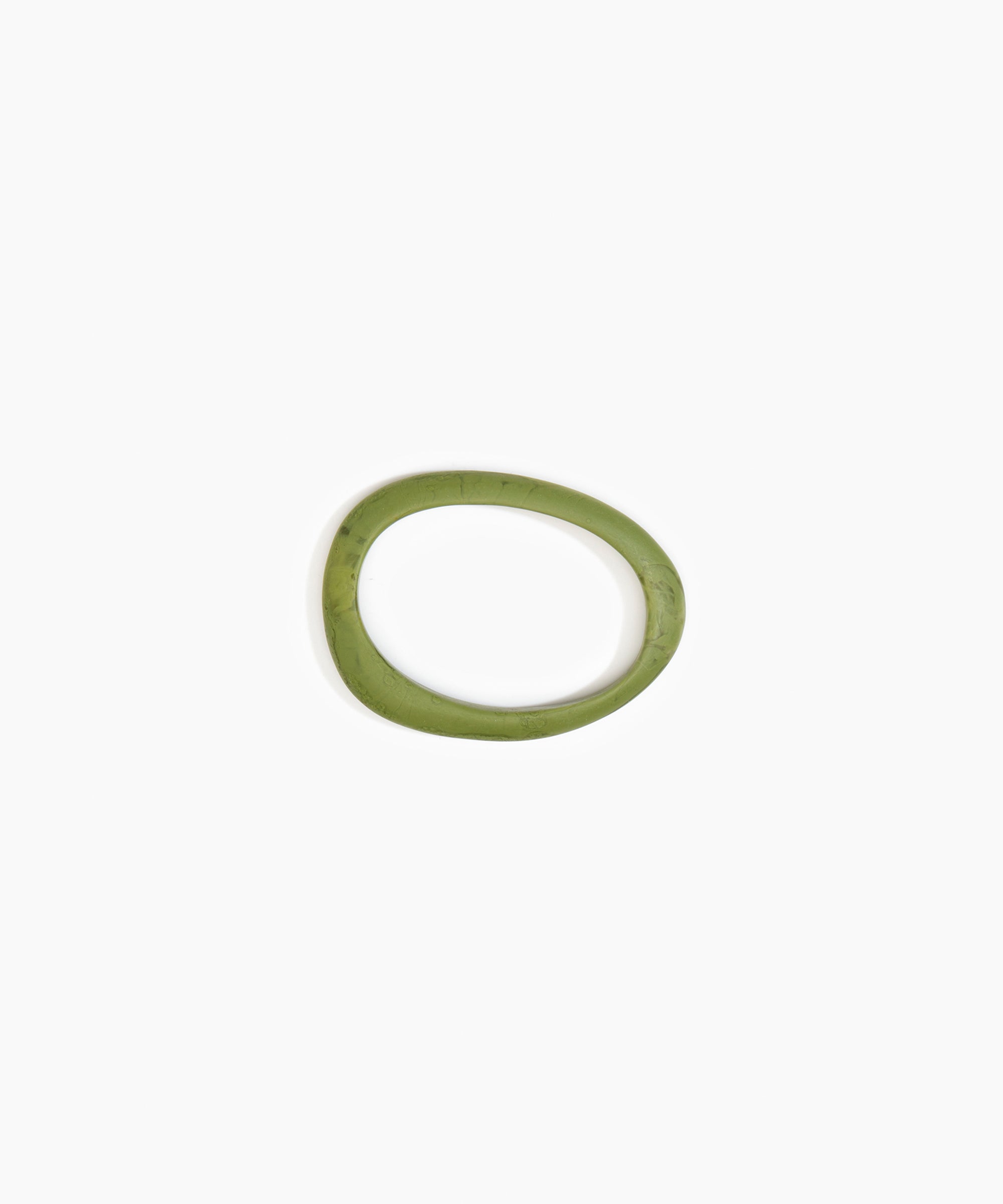 Dinosaur Designs Rock Wishbone Bangle in Olive Colour resin with Wide Fit