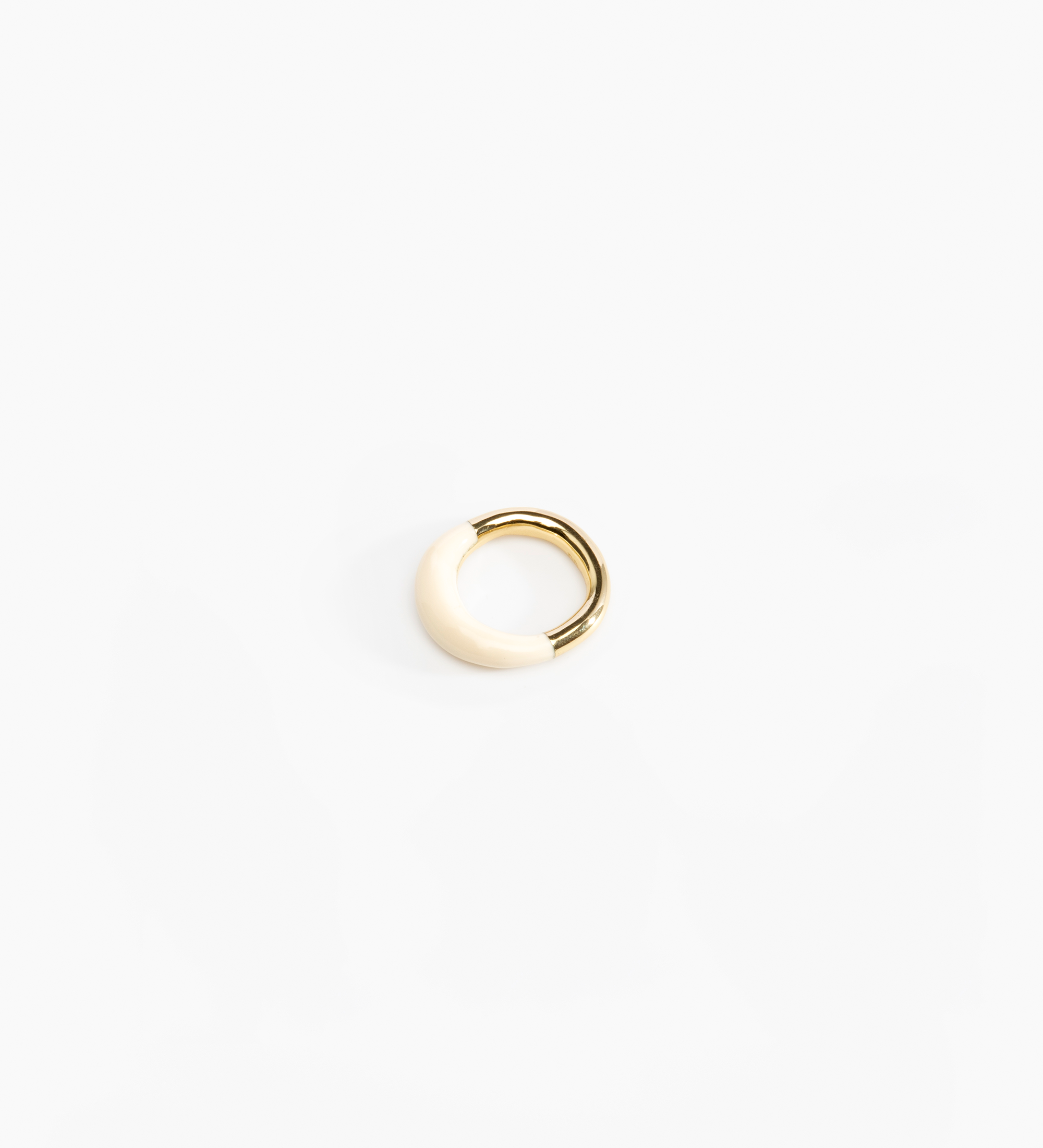 Dinosaur Designs Small Horn Ring Rings in Cream Colour resin with Nano-Coated Brass Material