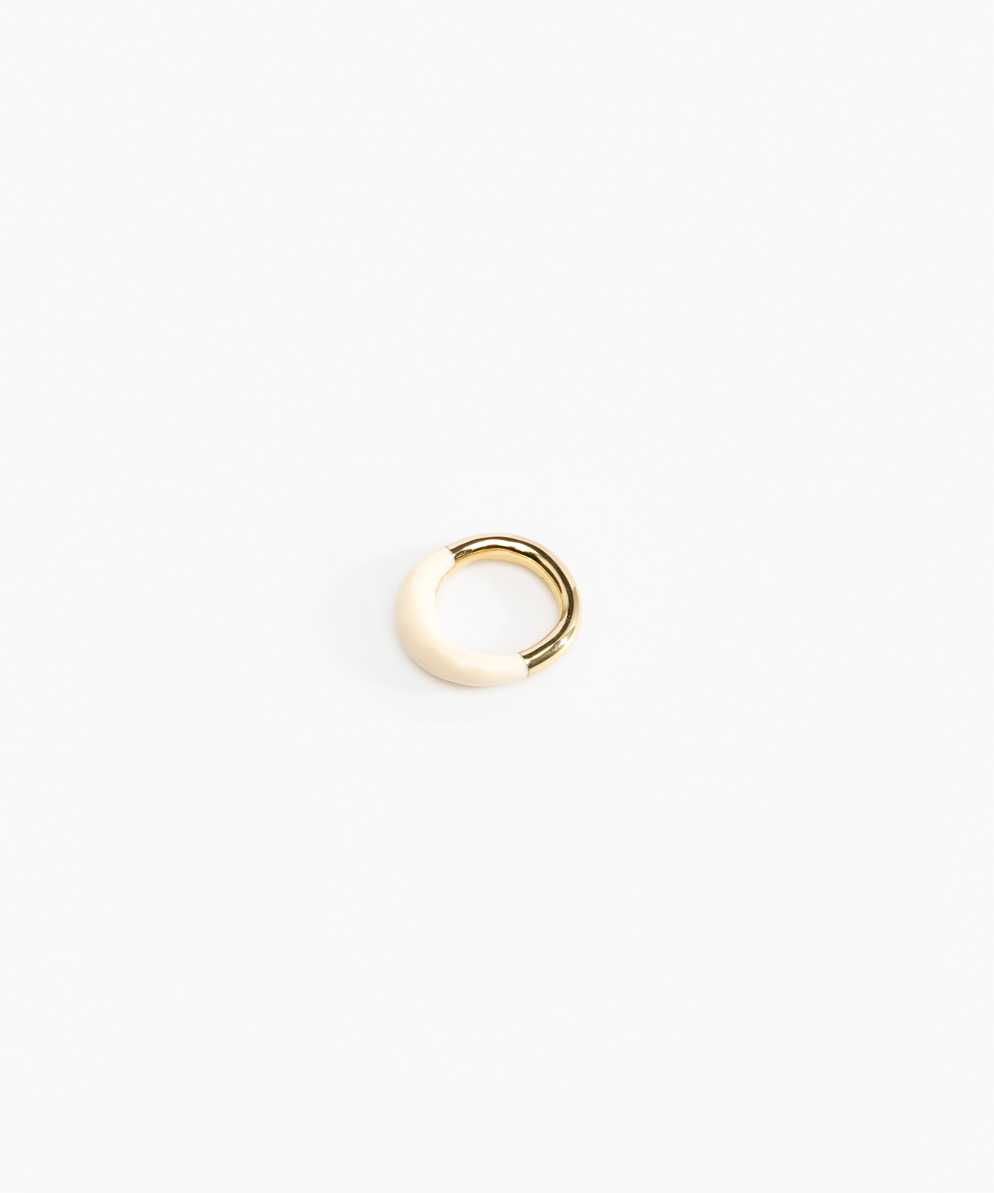 Dinosaur Designs Small Horn Ring Rings in Cream Colour resin with Nano-Coated Brass Material