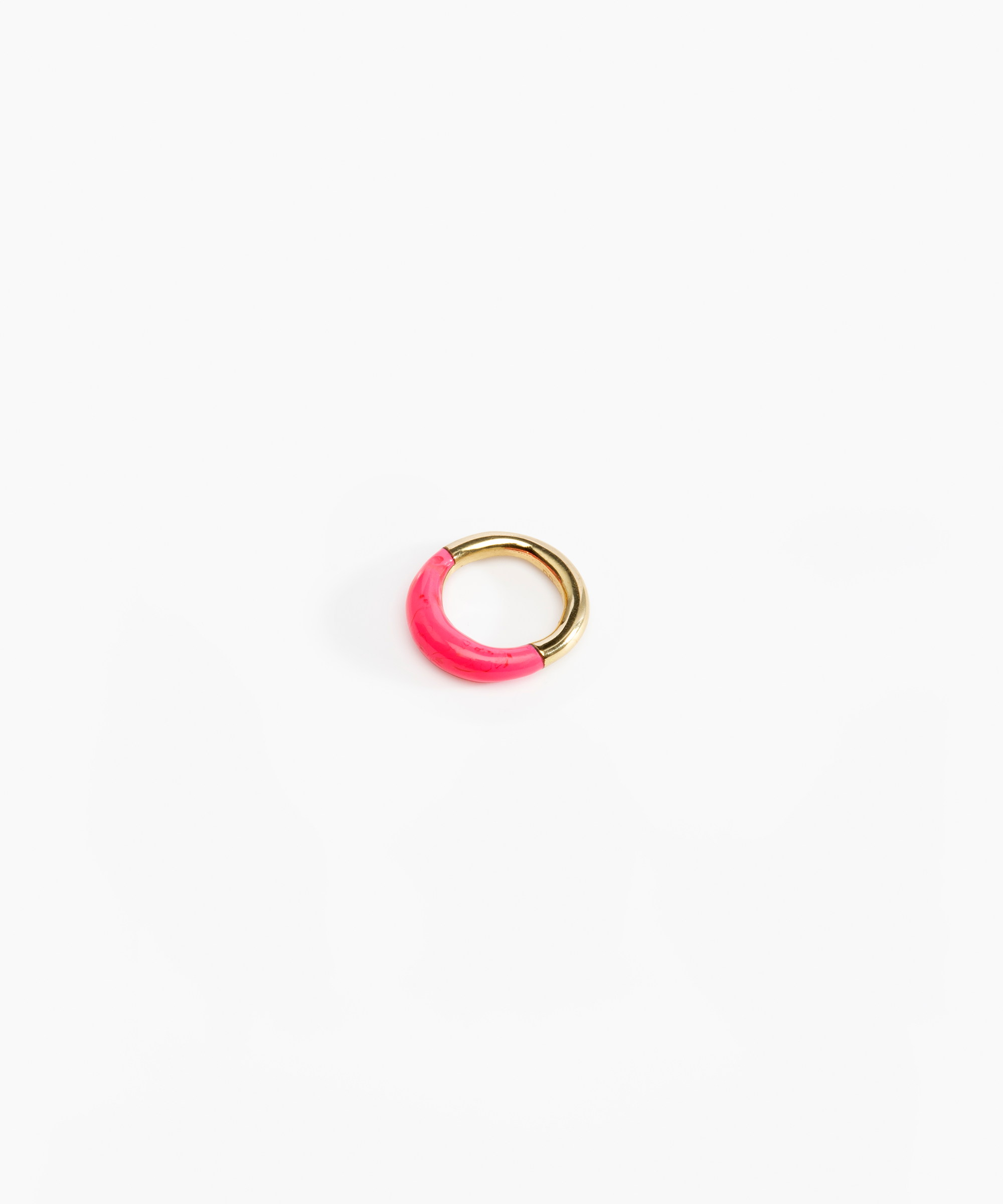 Dinosaur Designs Small Horn Ring Rings in Flamingo Colour resin with Nano-Coated Brass Material