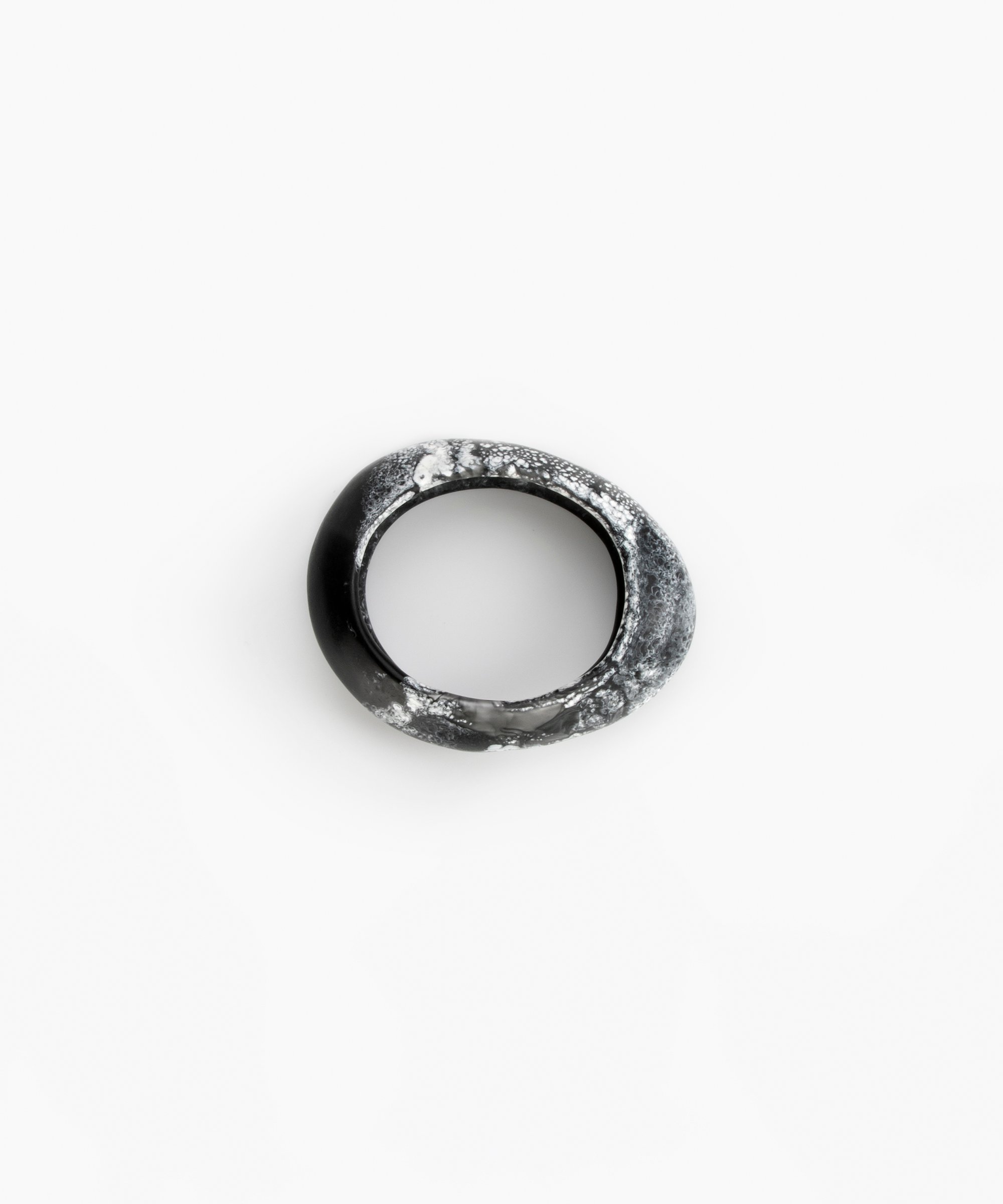 Dinosaur Designs Small Rock Bangle in Black Marble Colour resin with Wide Fit