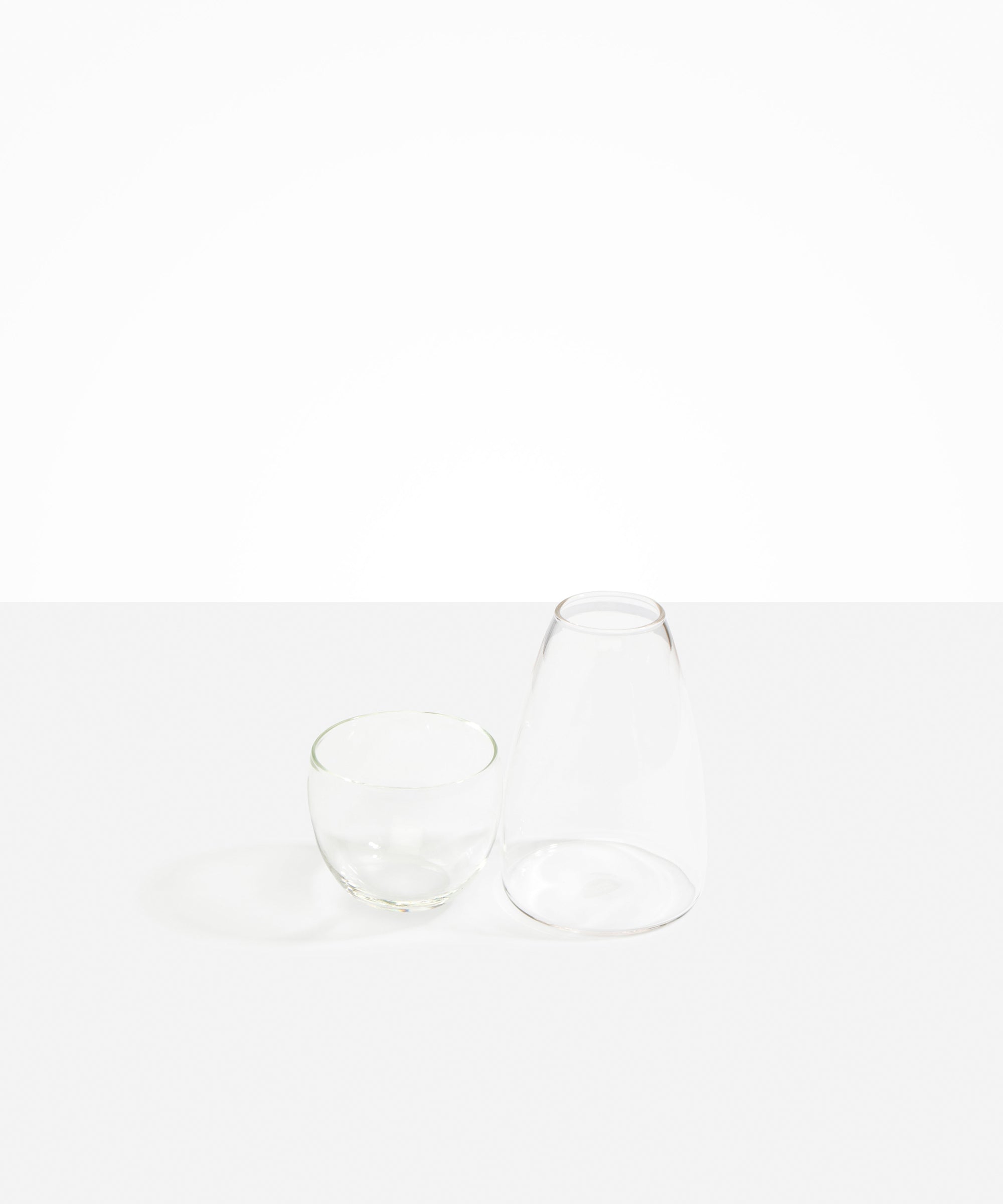 Dinosaur Designs coloured Glass Pebble Carafe cup and jug set in transparent clear.