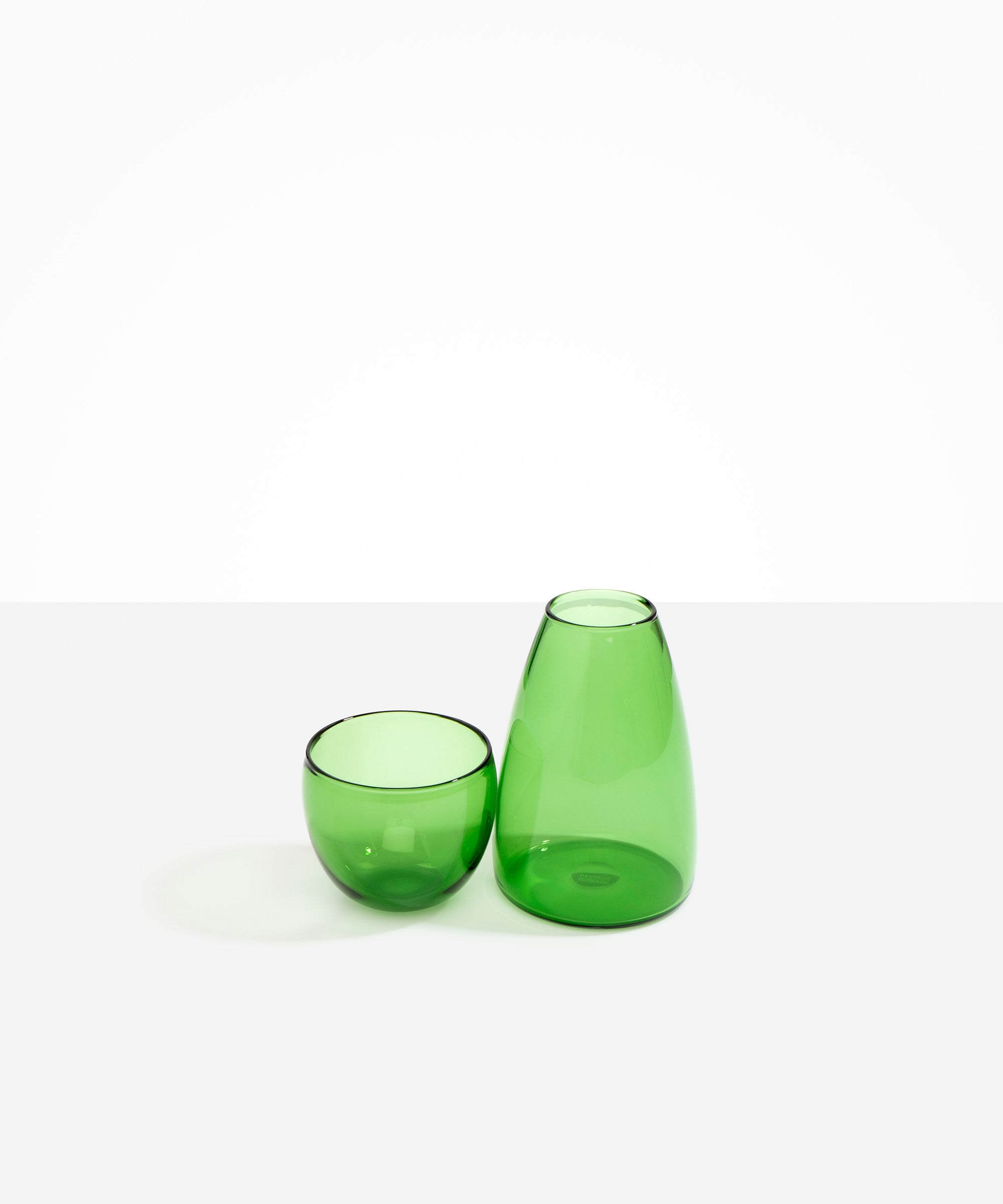 Dinosaur Designs coloured Glass Pebble Carafe cup and jug set in transparent green.