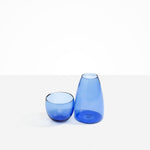 Dinosaur Designs coloured Glass Pebble Carafe cup and jug set in light blue.