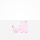 Dinosaur Designs coloured Glass Pebble Carafe cup and jug set in transparent pink.