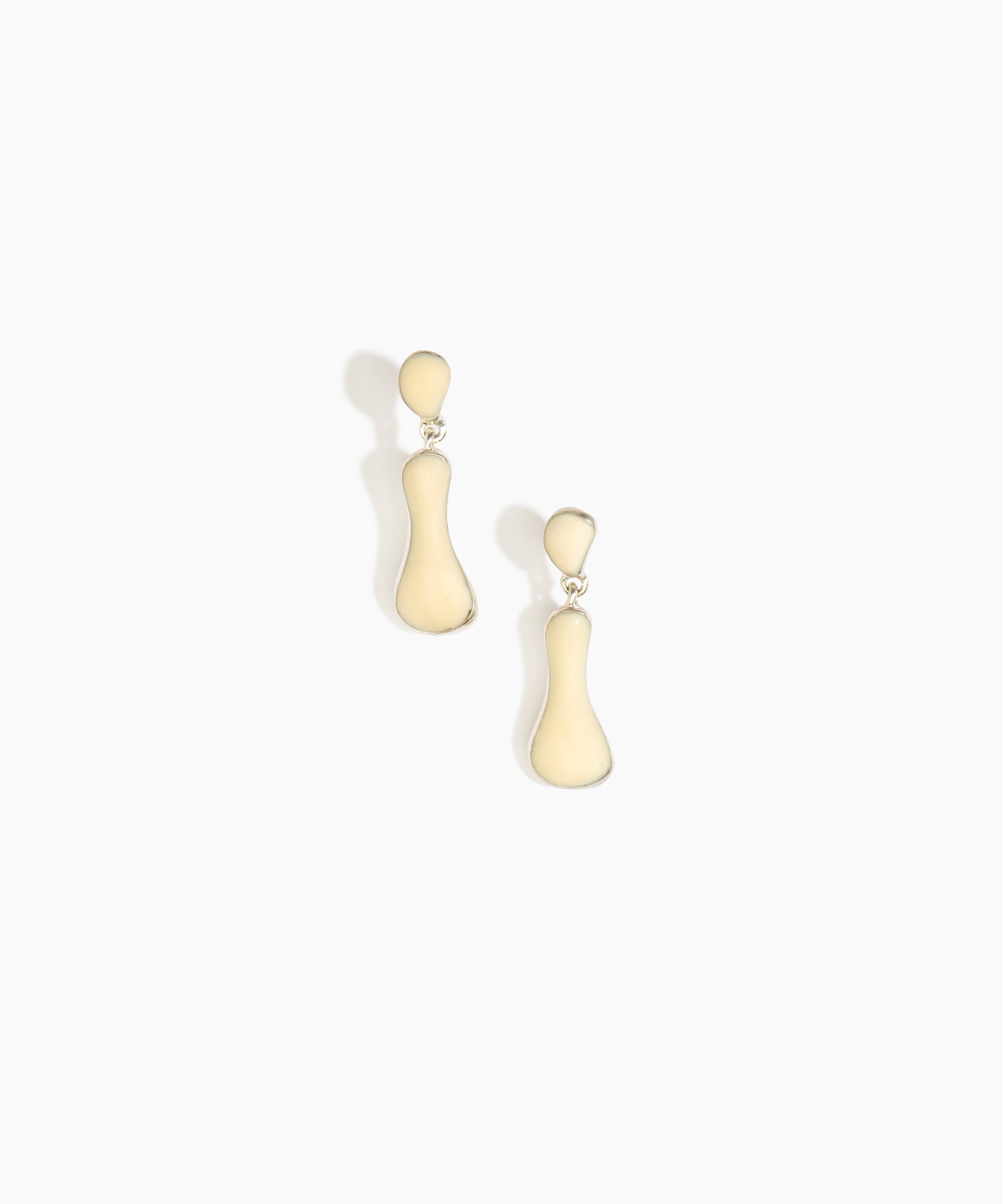 Dinosaur Designs Medium Bones Earrings in Cream Colour resin with Silver-Plated Brass Material