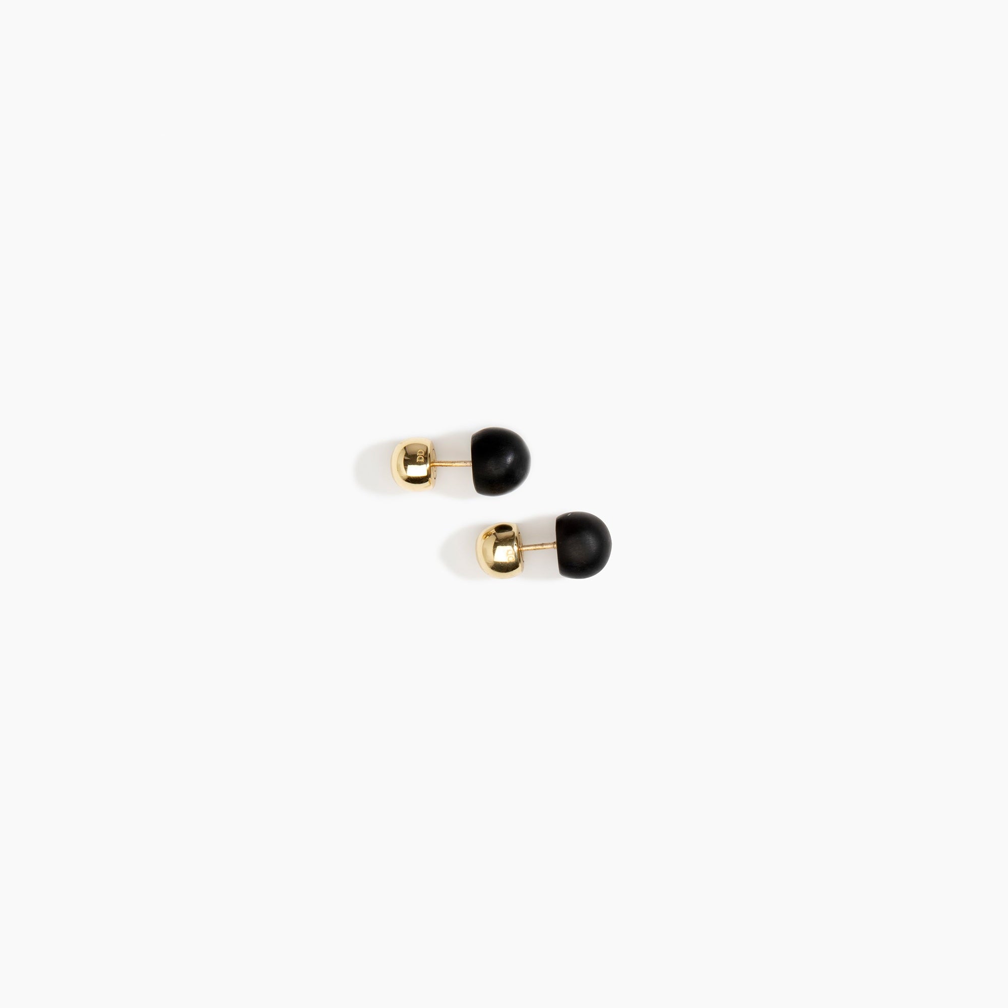 Dinosaur Designs Small Ball Stud Earrings in Black Colour resin with Nano-Coated Brass Material..