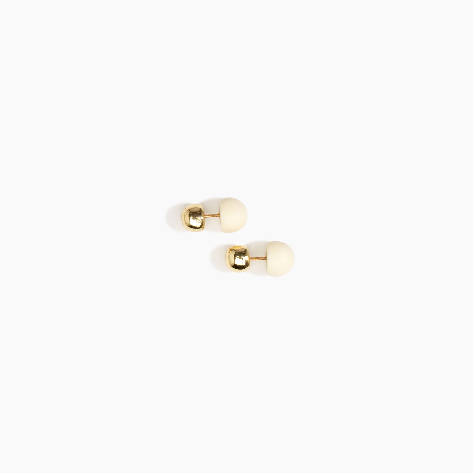Dinosaur Designs Small Ball Stud Earrings in Cream Colour resin with Nano-Coated Brass Material..