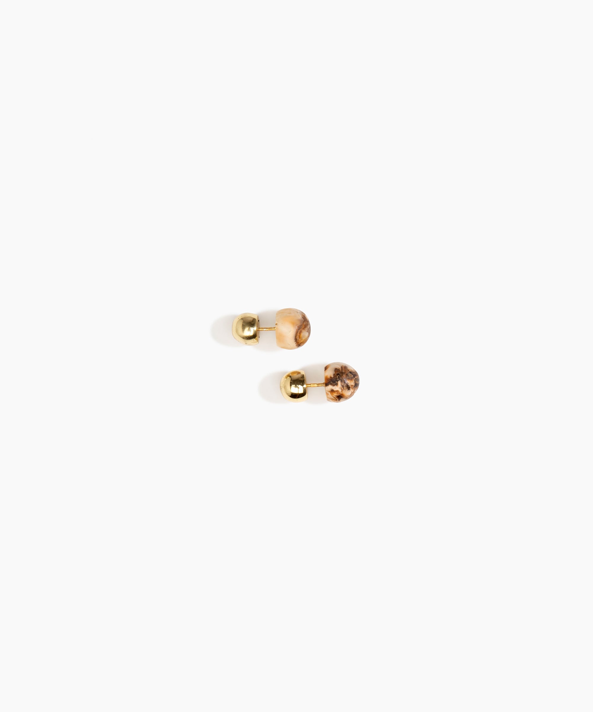 Dinosaur Designs Small Ball Stud Earrings in Light Horn Colour resin with Nano-Coated Brass Material.
