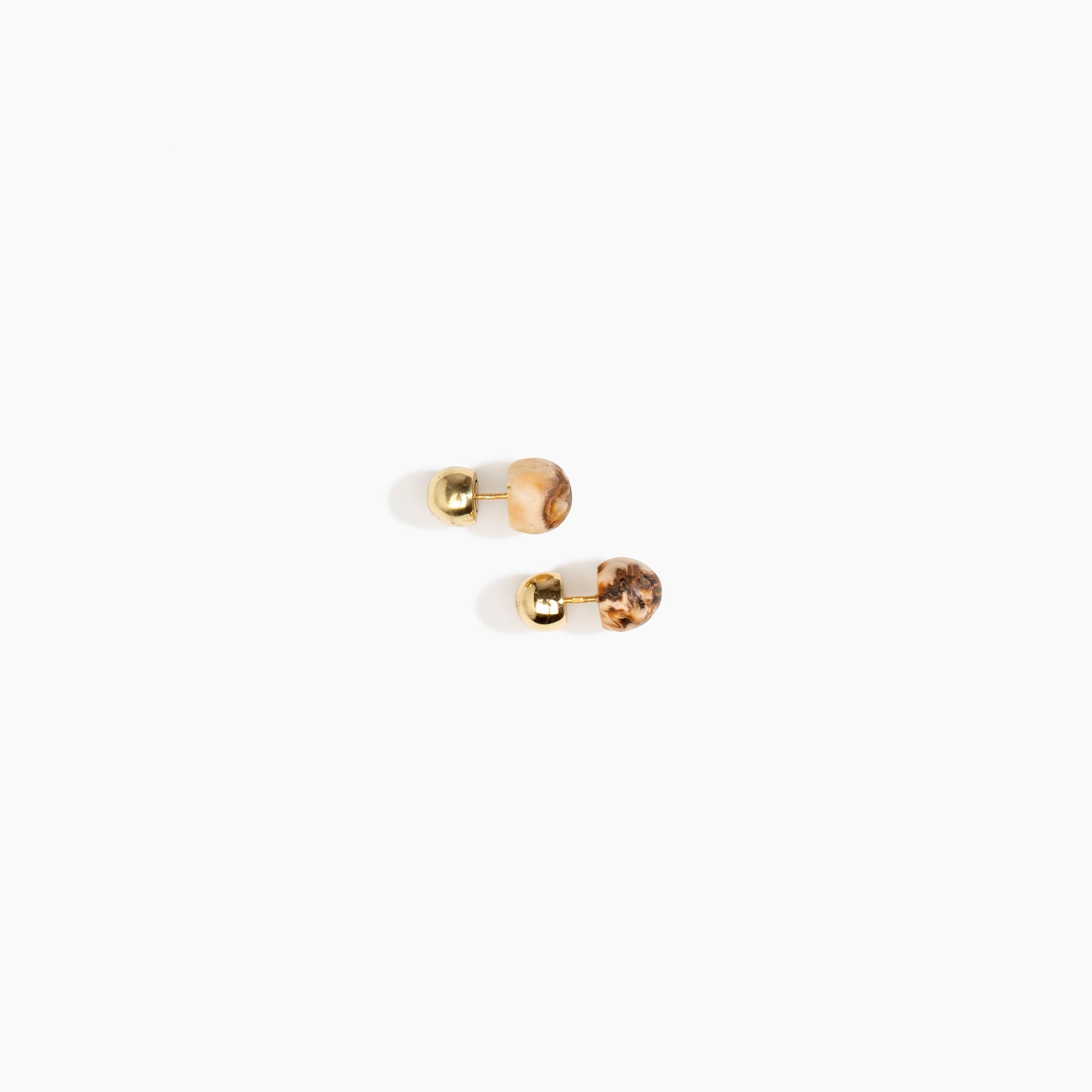 Dinosaur Designs Small Ball Stud Earrings in Light Horn Colour resin with Nano-Coated Brass Material..