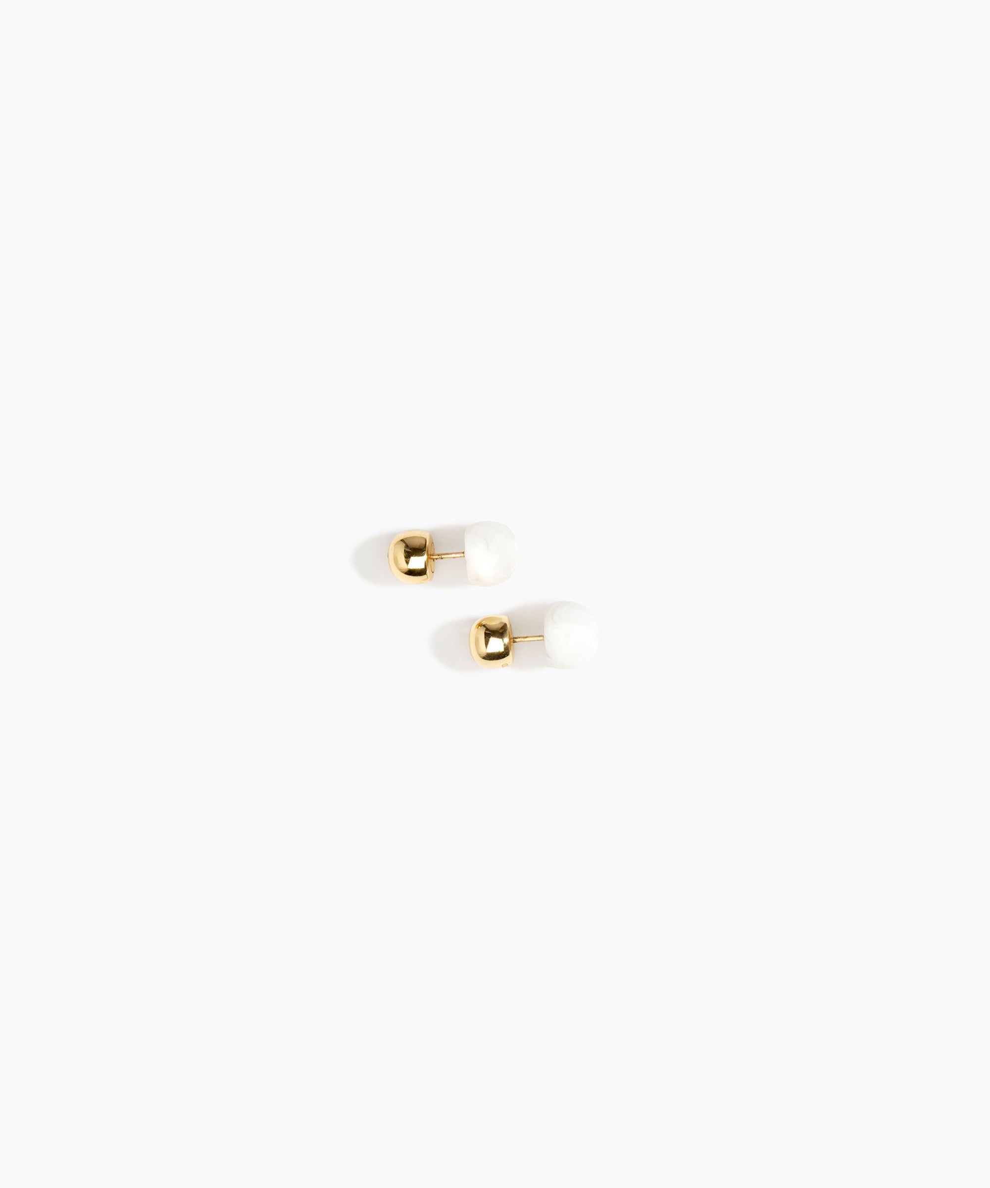 Dinosaur Designs Small Ball Stud Earrings in Snow Swirl Colour resin with Nano-Coated Brass Material..