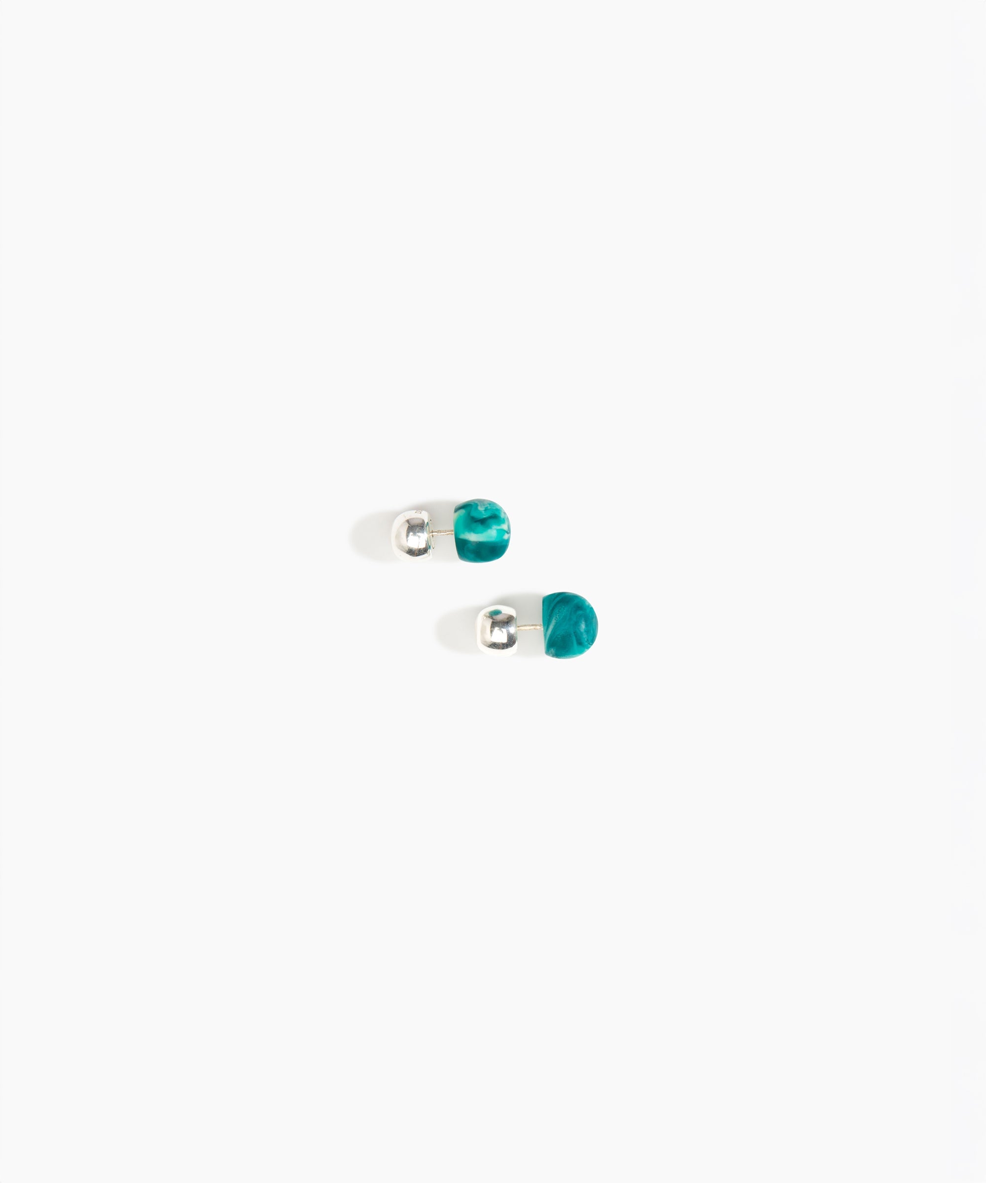 Dinosaur Designs Small Ball Stud Earrings in Lagoon Colour resin with Silver-Plated Brass Material..