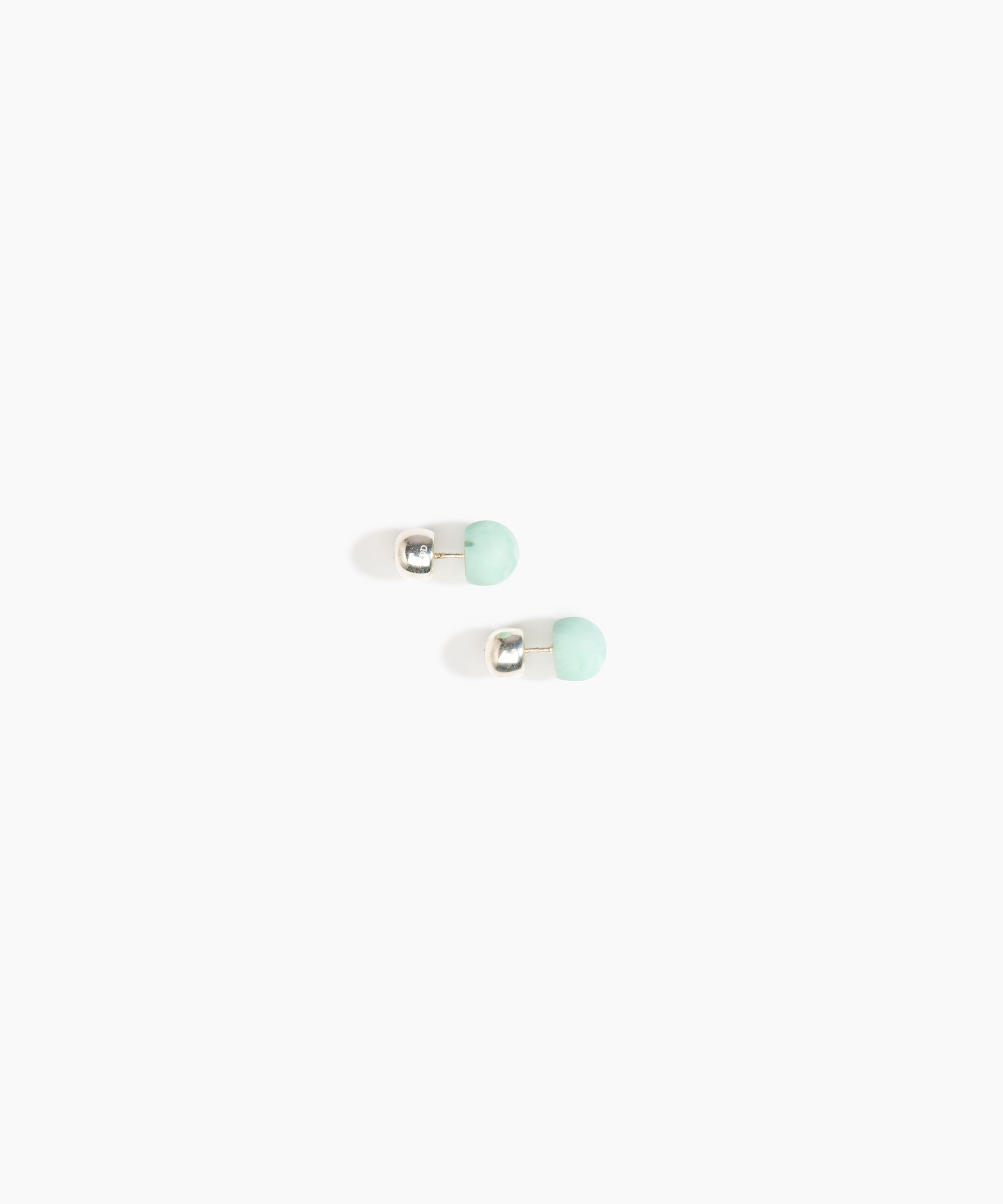 Dinosaur Designs Small Ball Stud Earrings in Mint Colour resin with Silver-Plated Brass Material.