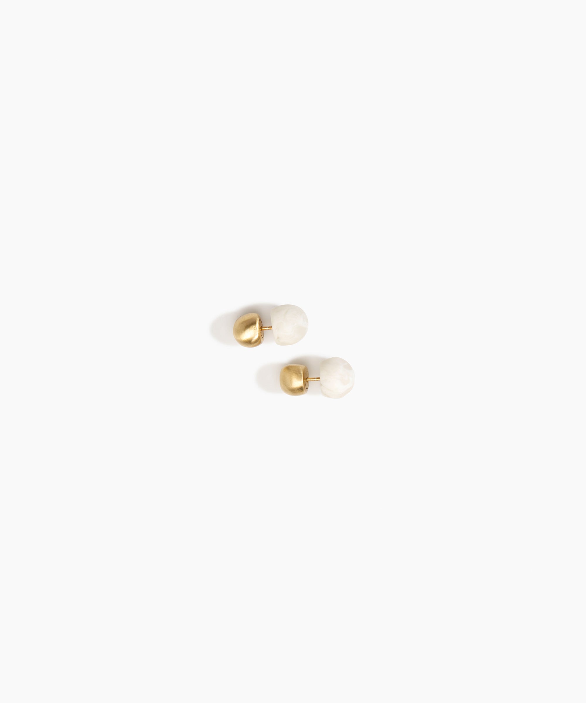 Dinosaur Designs Small Ball Stud Earrings in Chalk Swirl Colour resin with Brushed Nano-Coated Brass Material..
